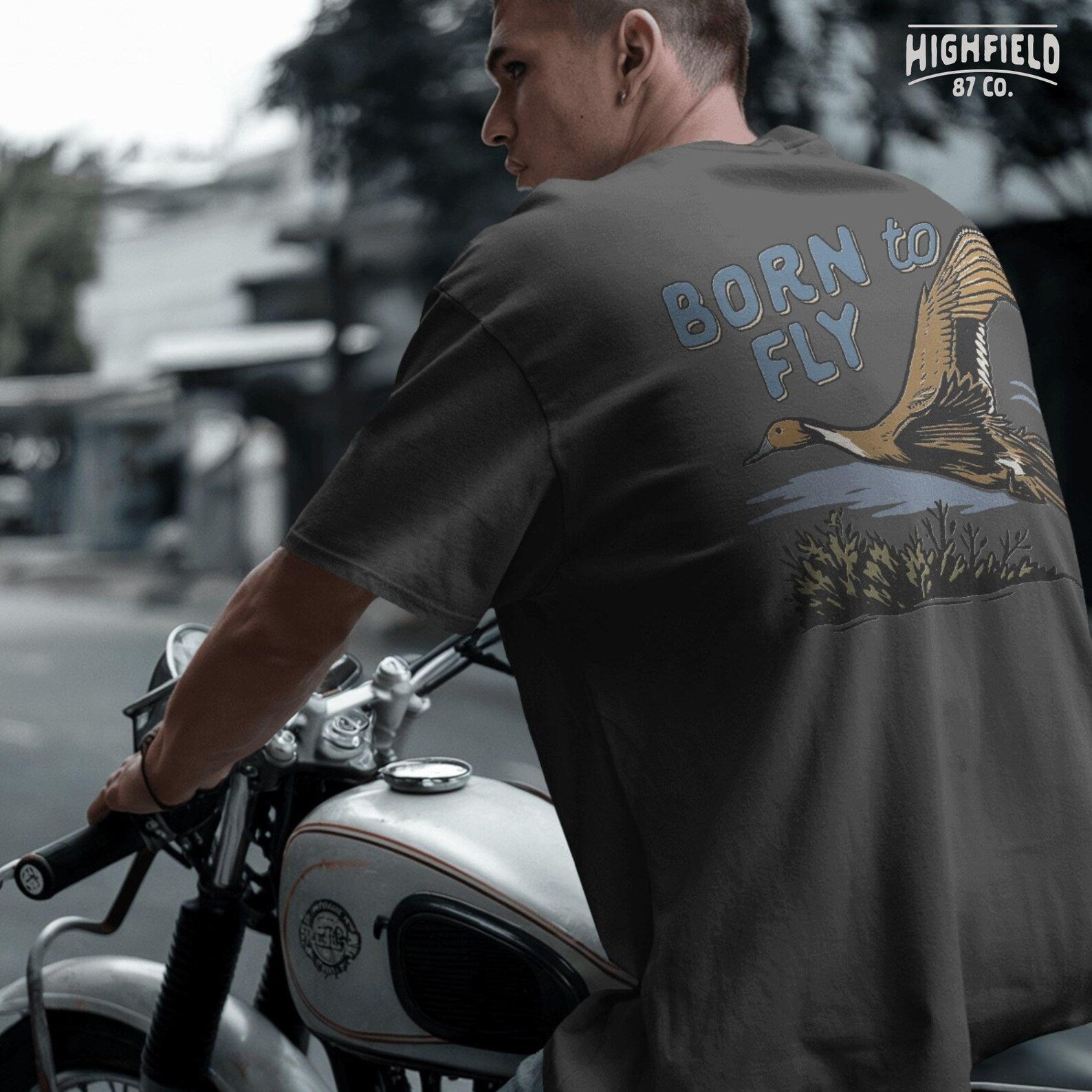 A dynamic duck mid-flight paired with a motivational quote. PNG file made for hunter shirt designs or waterfowl gear customization.