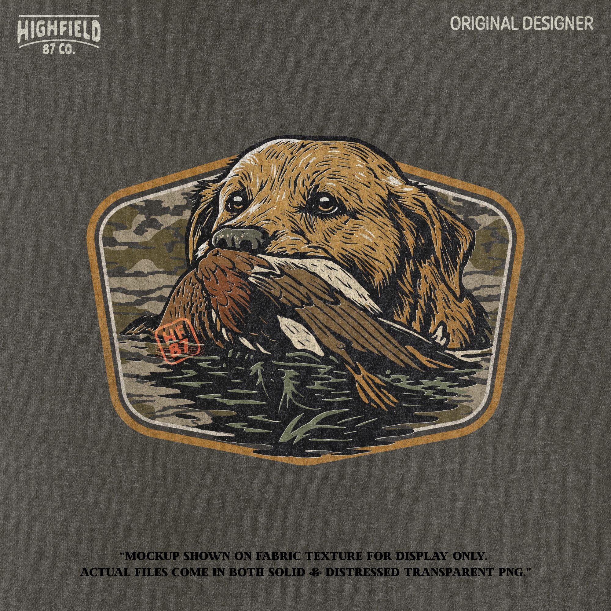 Camo Duck Hunting Dog PNG | Retriever Labrador Clipart with Duck in Water | Waterfowl Season Digital Download for Shirt Design