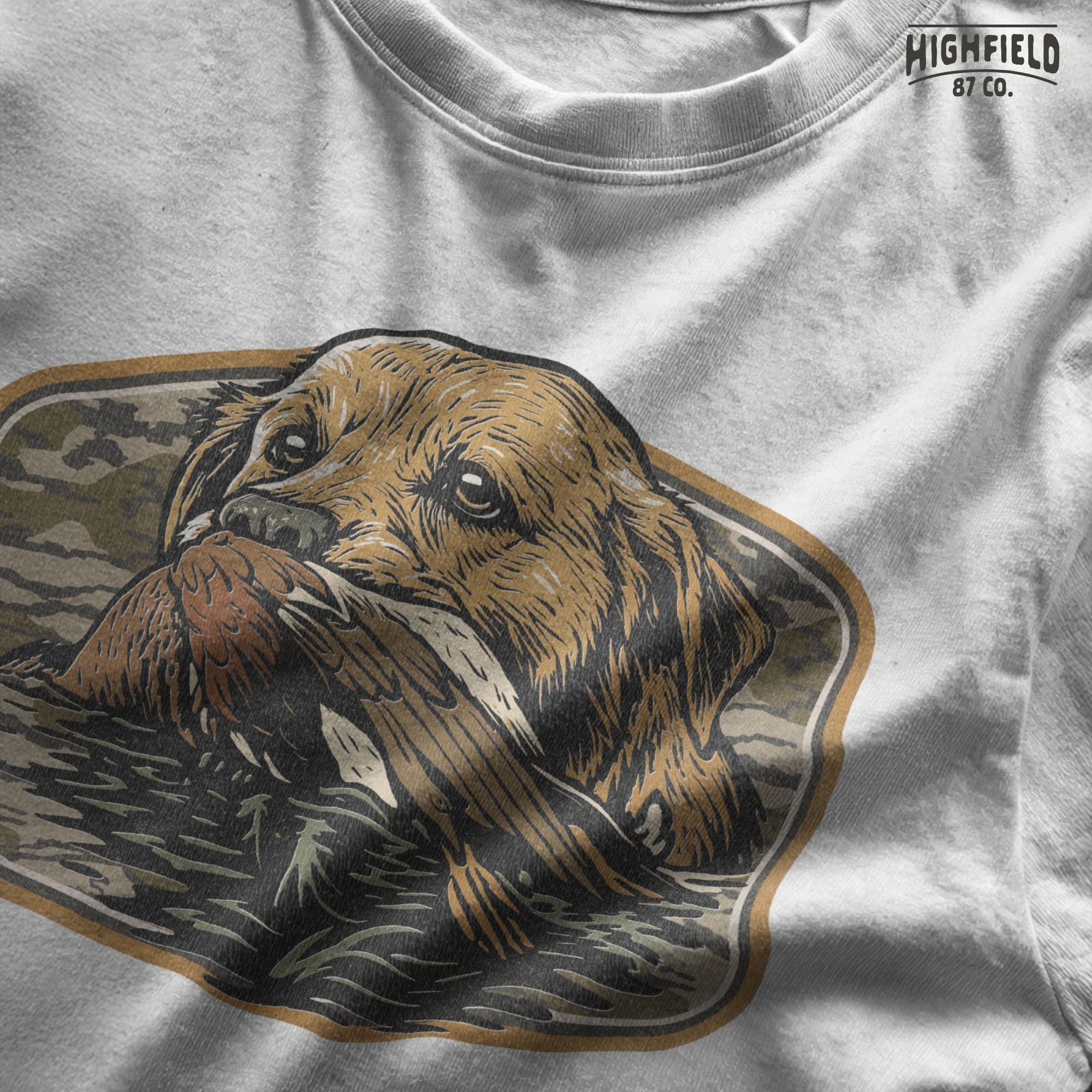 Camo Duck Hunting Dog PNG | Retriever Labrador Clipart with Duck in Water | Waterfowl Season Digital Download for Shirt Design