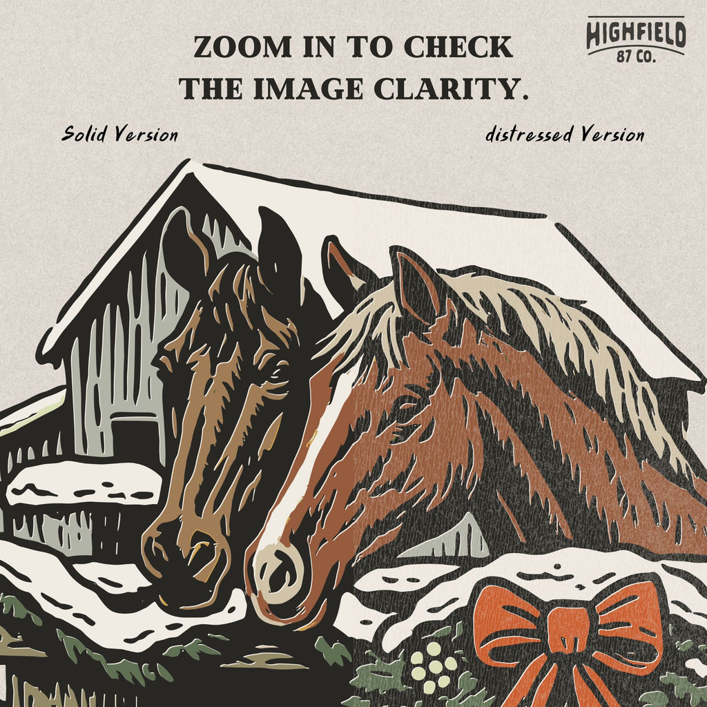 Funny Horse Christmas PNG | Two Horses and Snowman Clipart, Farm Animal Winter Shirt Design | Digital Download