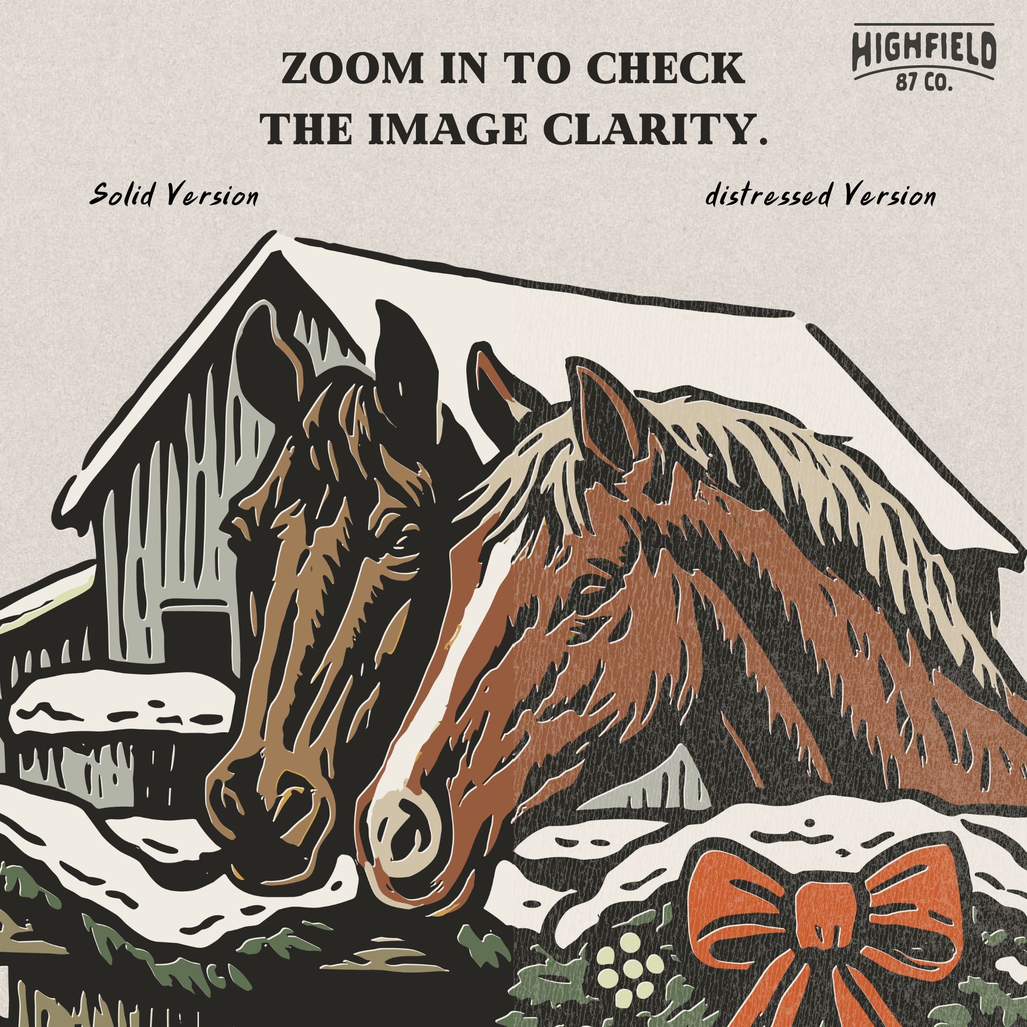 Funny Horse Christmas PNG | Two Horses and Snowman Clipart, Farm Animal Winter Shirt Design | Digital Download