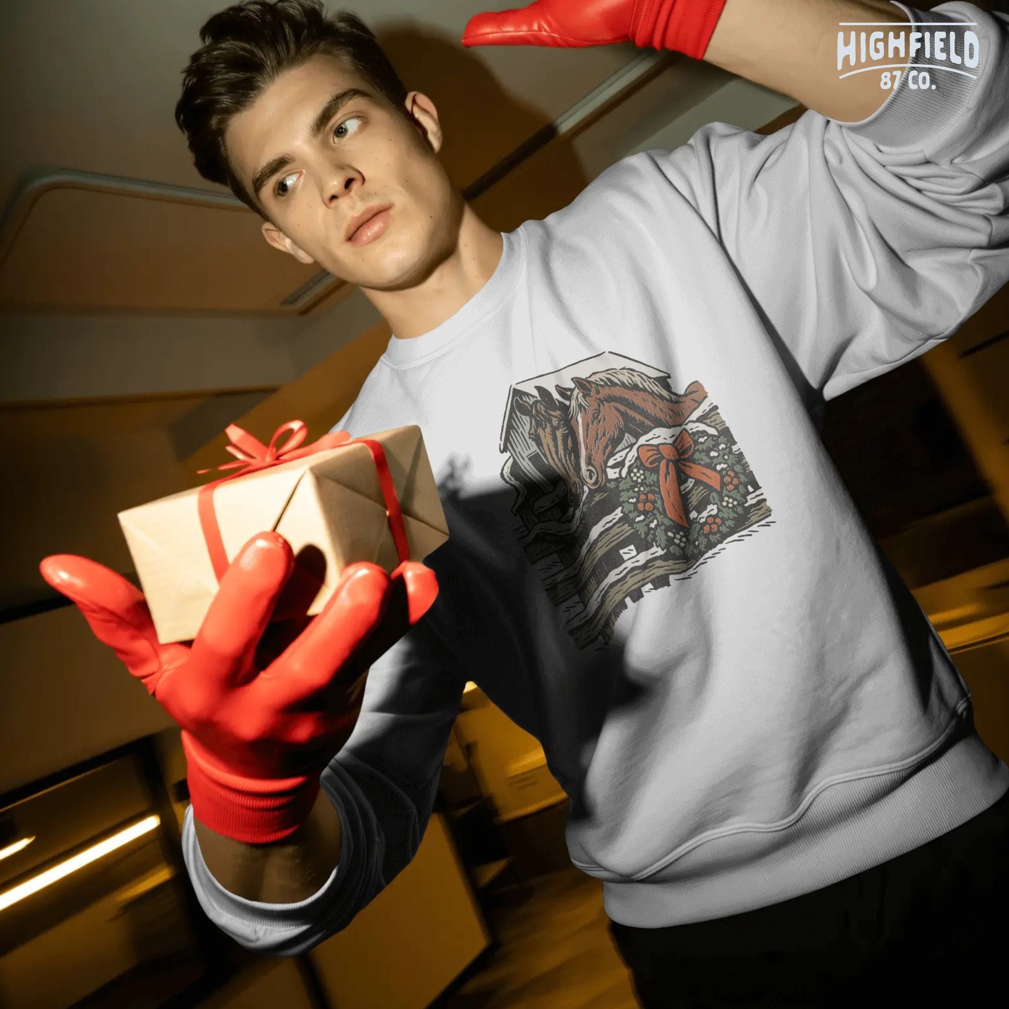 Funny Horse Christmas PNG | Two Horses and Snowman Clipart, Farm Animal Winter Shirt Design | Digital Download