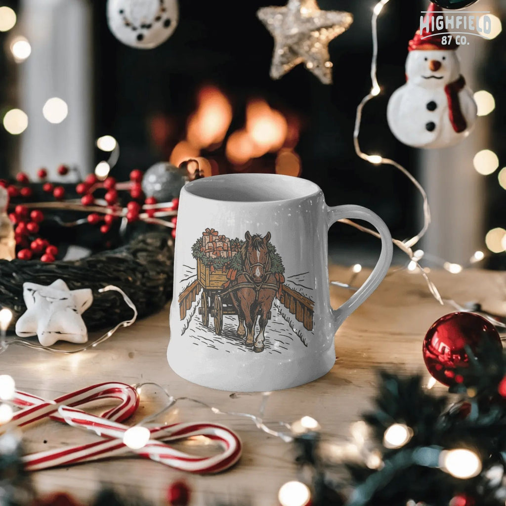 Horse Christmas Wagon PNG | Farm Horse with Gifts Clipart, Country Winter Scene Shirt Design | Digital Download