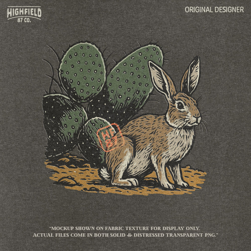 Jackrabbit PNG Vintage Wildlife Illustration, Desert Rabbit Clipart, Southwestern Animal Digital Download