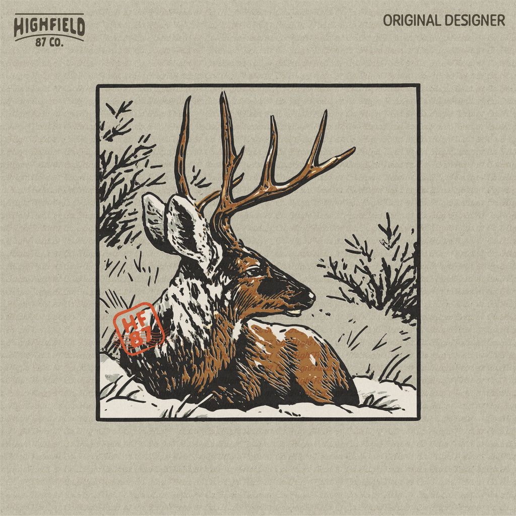 Mule Deer PNG for Winter Hunting Season | Rut Buck Clipart for Hunting Shirt Design | Mule Deer Antler Digital Download