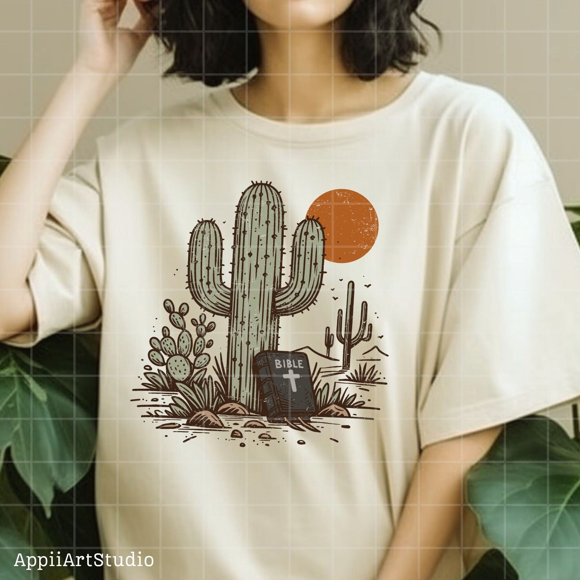 Bible Desert Cactus Sunset, Religious Western, PNG Sublimations, Western Sublimations, Designs Downloads, Shirt Design, Sublimation Download