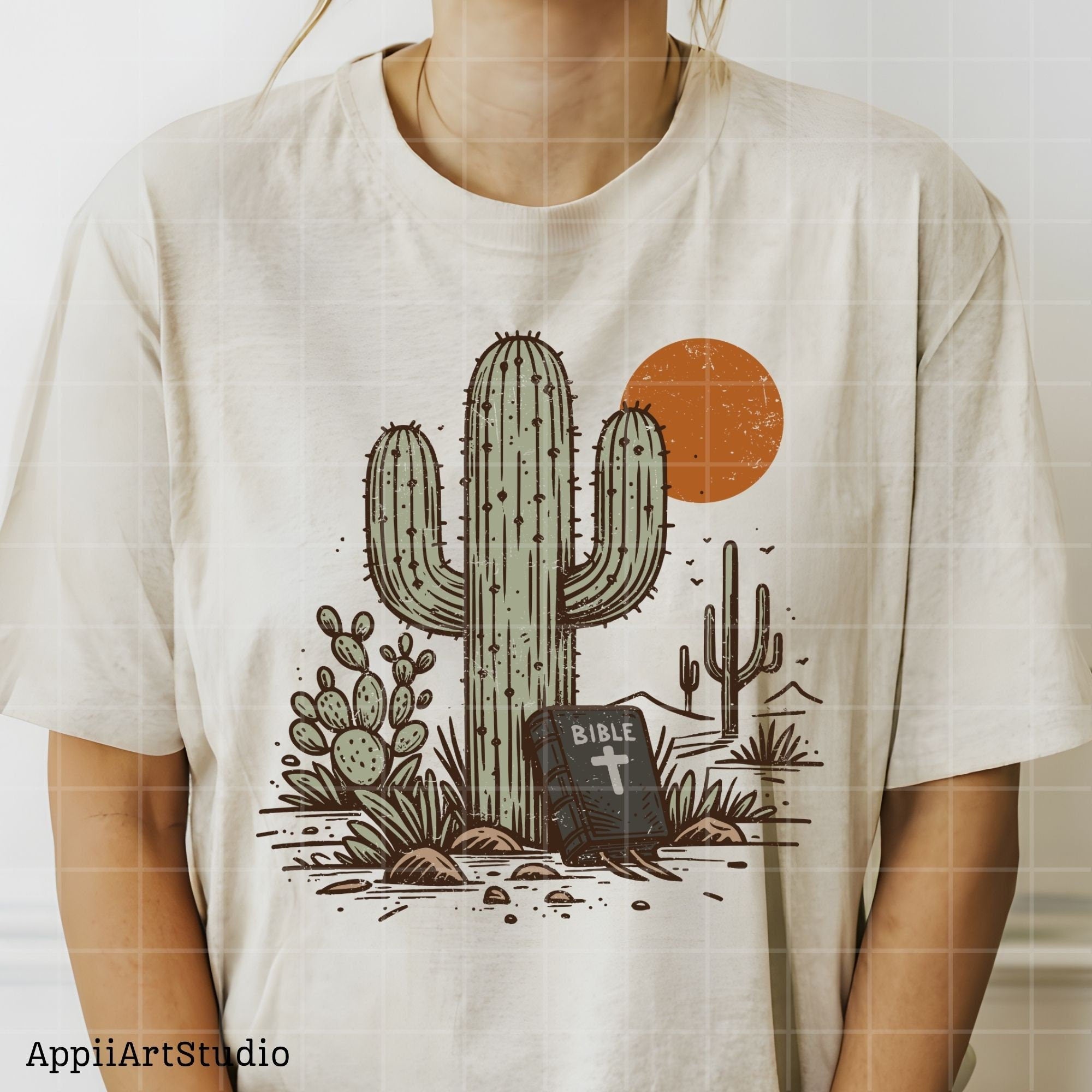 Bible Desert Cactus Sunset, Religious Western, PNG Sublimations, Western Sublimations, Designs Downloads, Shirt Design, Sublimation Download