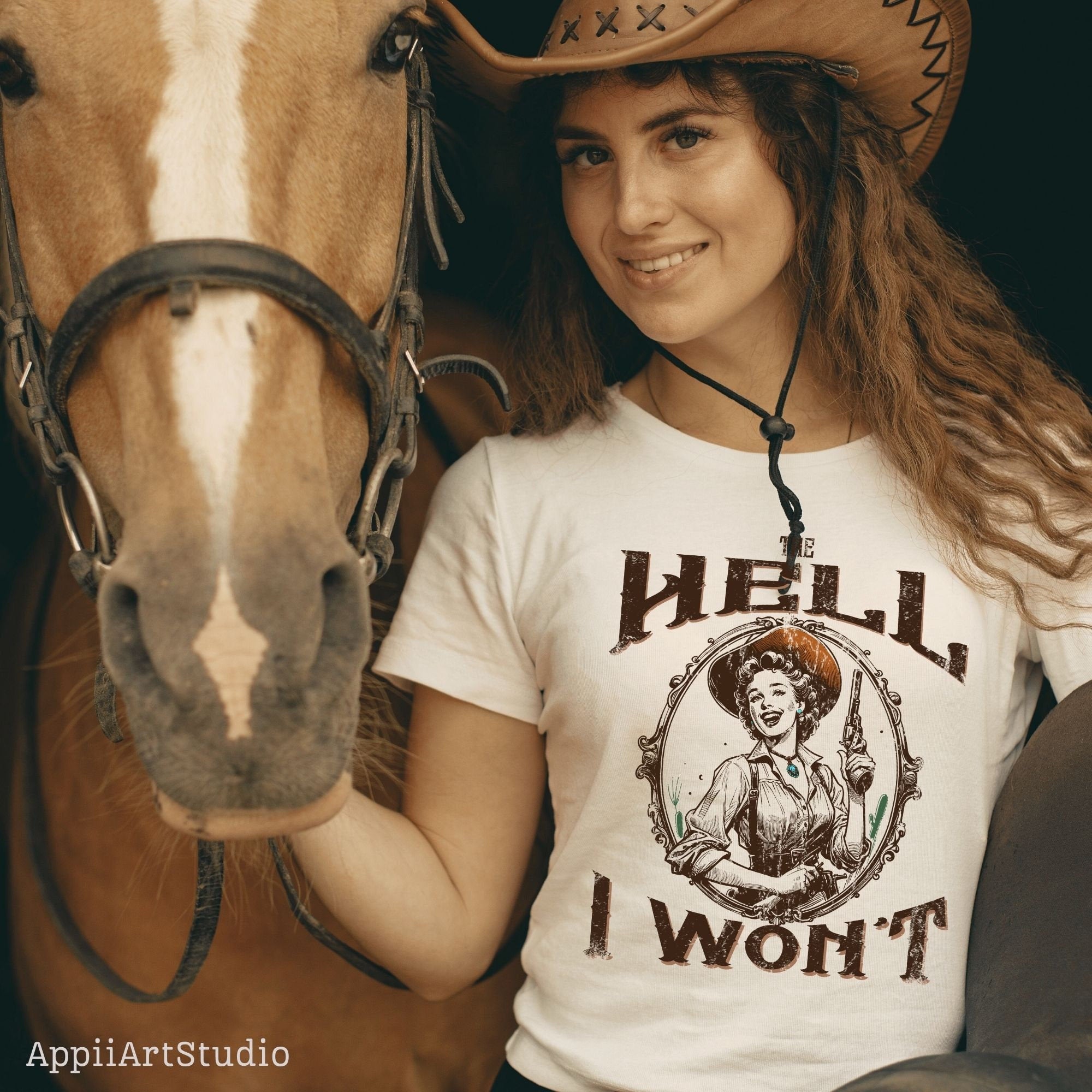 The Hell I Won't, Vintage Cowgirl Style, PNG Sublimations, Western Sublimations, Designs Downloads, Cowboy Shirt Design,Sublimation Download