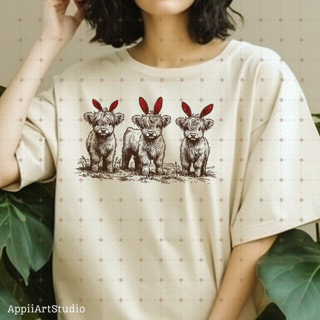 Western Easter highland cow Png, Easter Png, bunny ears png, Western Sublimation Png, Western Shirt Png, Easter Bunny Png, Easter cow Png