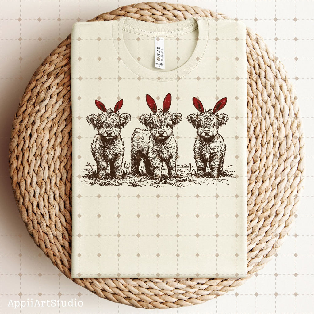 Western Easter highland cow Png, Easter Png, bunny ears png, Western Sublimation Png, Western Shirt Png, Easter Bunny Png, Easter cow Png