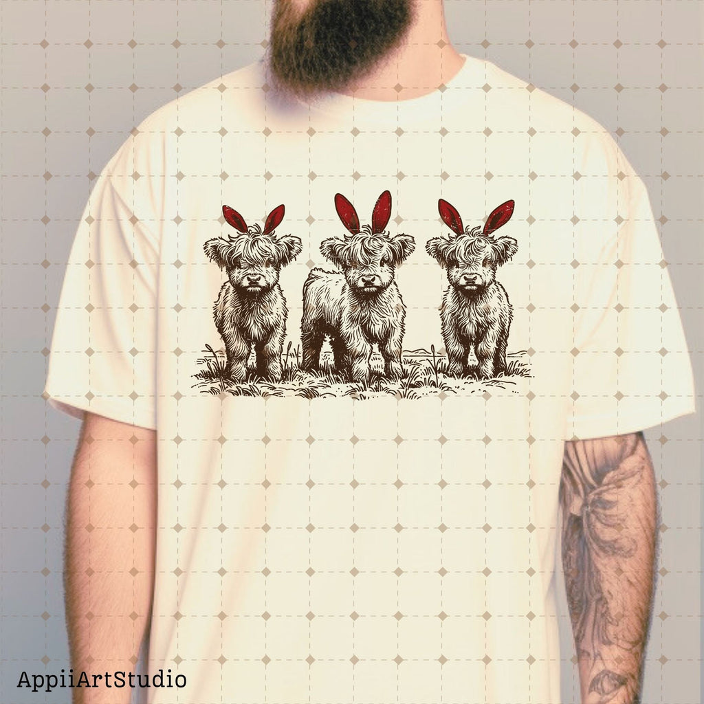 Western Easter highland cow Png, Easter Png, bunny ears png, Western Sublimation Png, Western Shirt Png, Easter Bunny Png, Easter cow Png