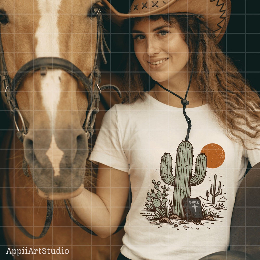 Bible Desert Cactus Sunset, Religious Western, PNG Sublimations, Western Sublimations, Designs Downloads, Shirt Design, Sublimation Download