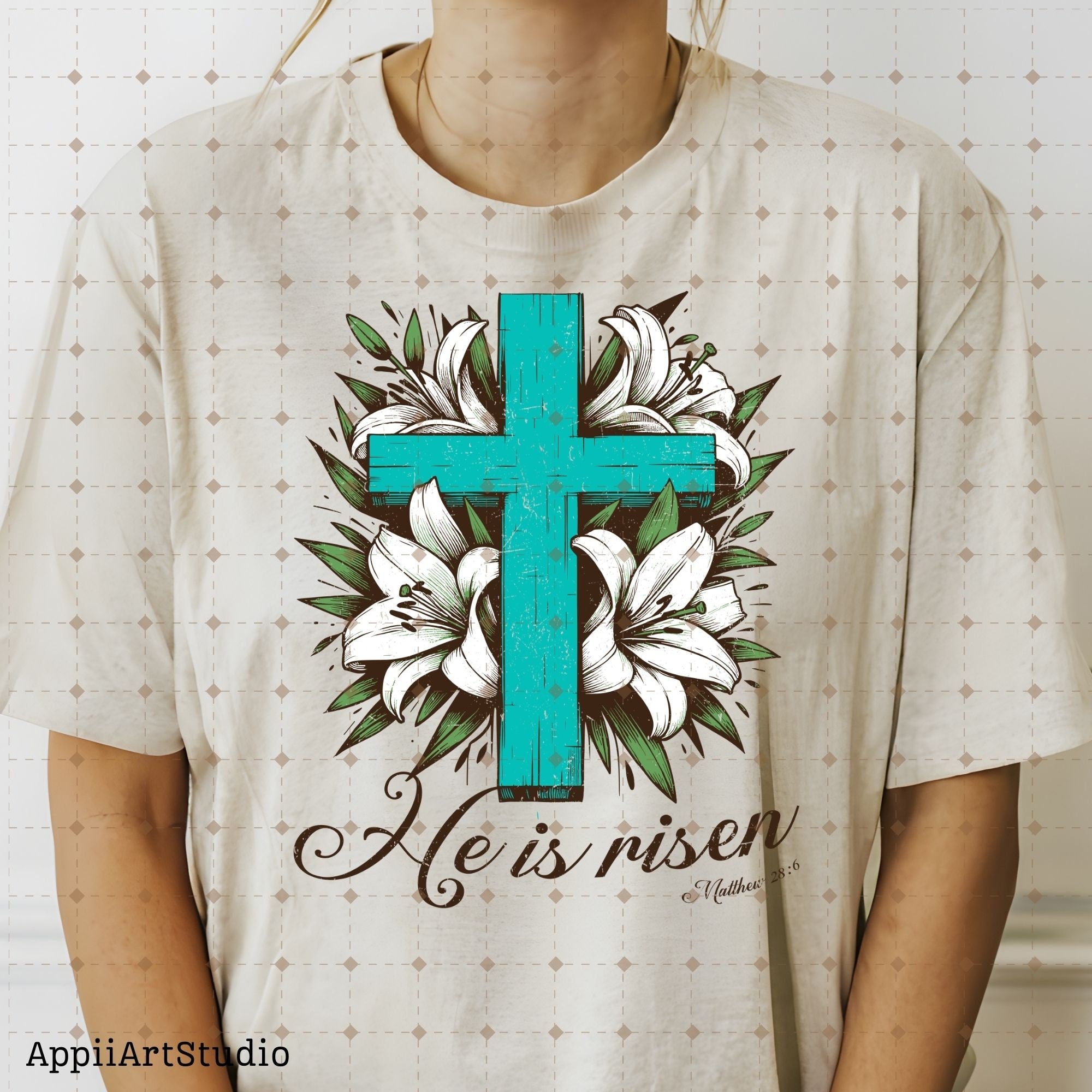He is Risen png, Matthew 28:6, Turquoise Cross png, Sublimation Design, Christian Country Png,Western Religious Png,Christian Png,Easter png