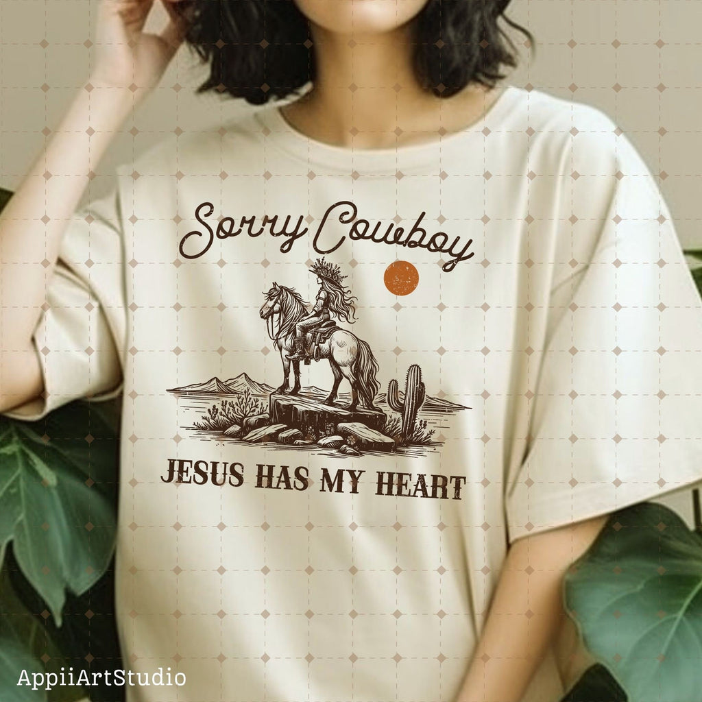 Sorry Cowboy Jesus Has My Heart Religious Cowgirl Heart, Western PNG Sublimations, Designs Downloads, PNG Clipart, Sublimation Download