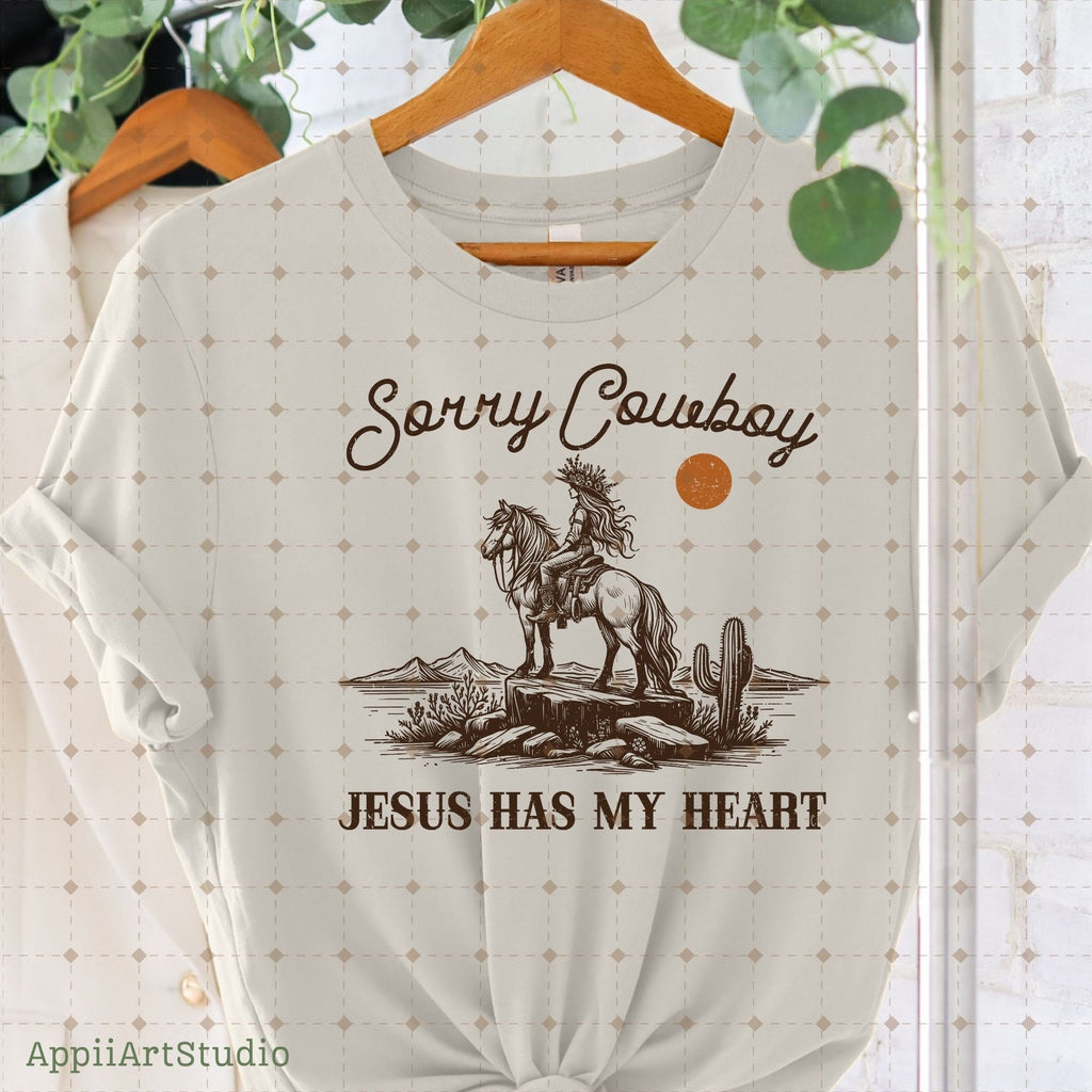 Sorry Cowboy Jesus Has My Heart Religious Cowgirl Heart, Western PNG Sublimations, Designs Downloads, PNG Clipart, Sublimation Download