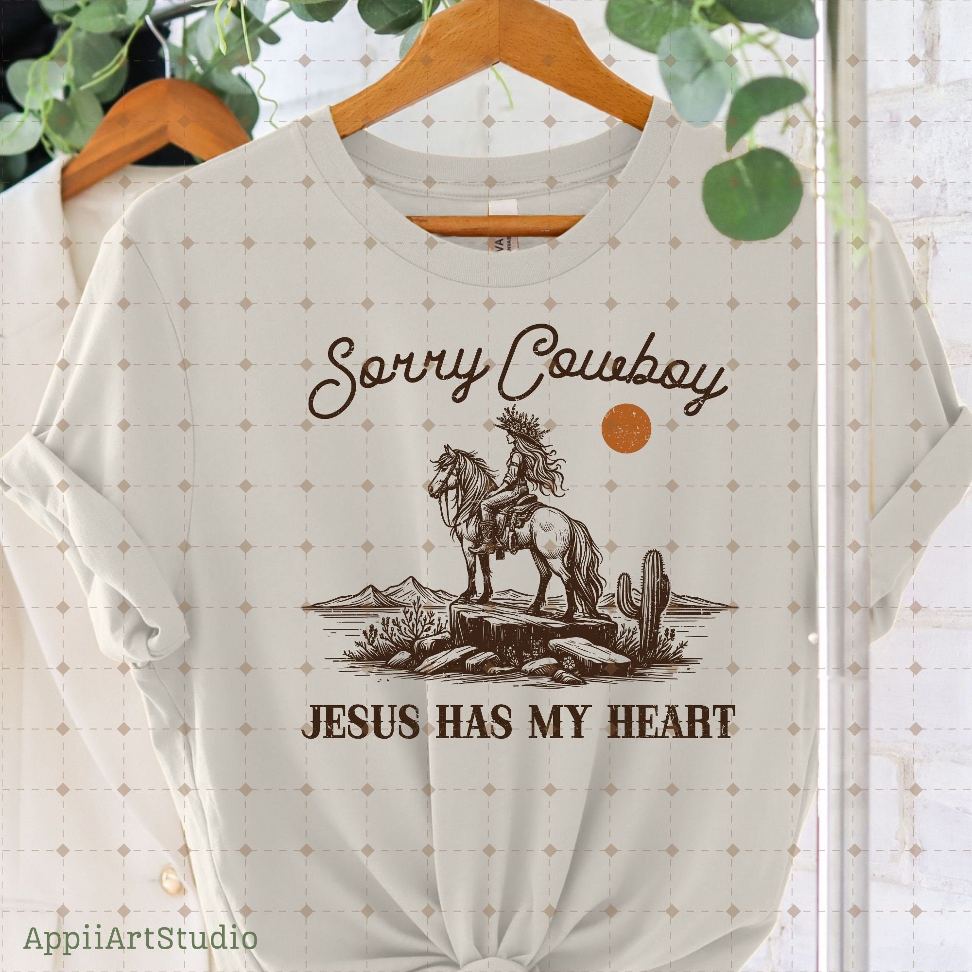 Sorry Cowboy Jesus Has My Heart Religious Cowgirl Heart, Western PNG Sublimations, Designs Downloads, PNG Clipart, Sublimation Download