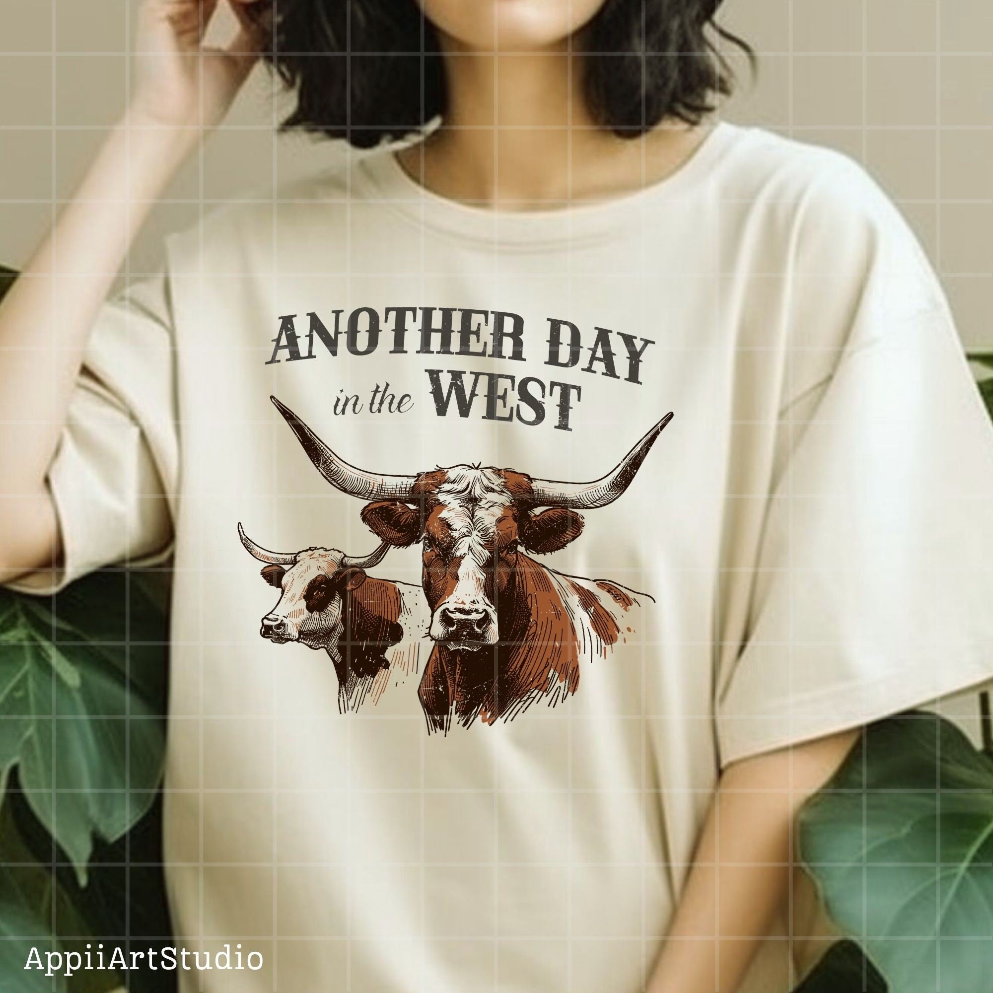 Another day in the west png, Western Cow, Western Shirt Design PNG, Western PNG, Vintage Style PNG, Western Design, Desert Western Png