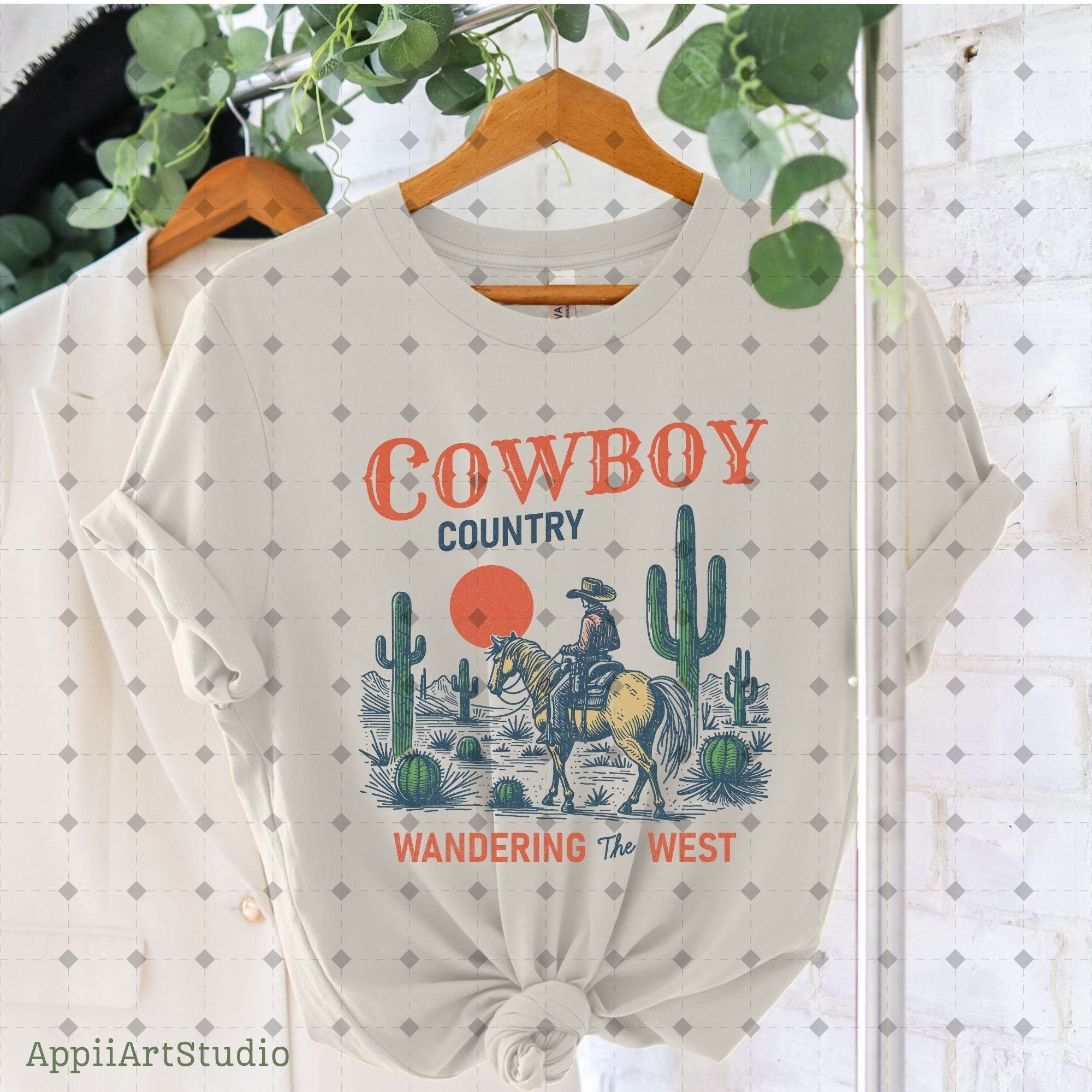 Cowboy country wondering the west png, Western Cowboy png, Western Shirt Design PNG, Western PNG, Vintage Style PNG, Desert Western Png