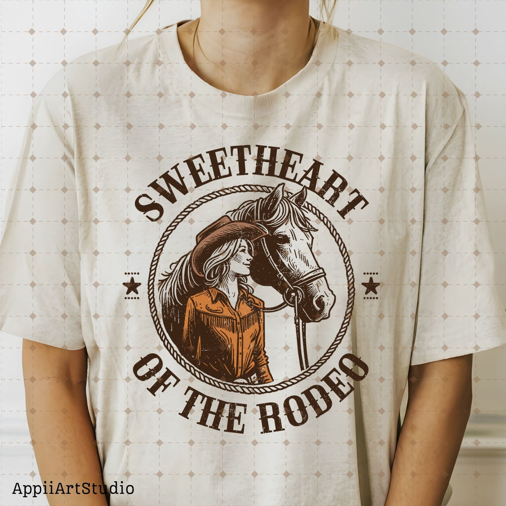 Sweerheart of the Rodeo, Vintage Cowgirl Style, PNG Sublimations, Western Sublimations, Designs Downloads, Cowboy Shirt Design