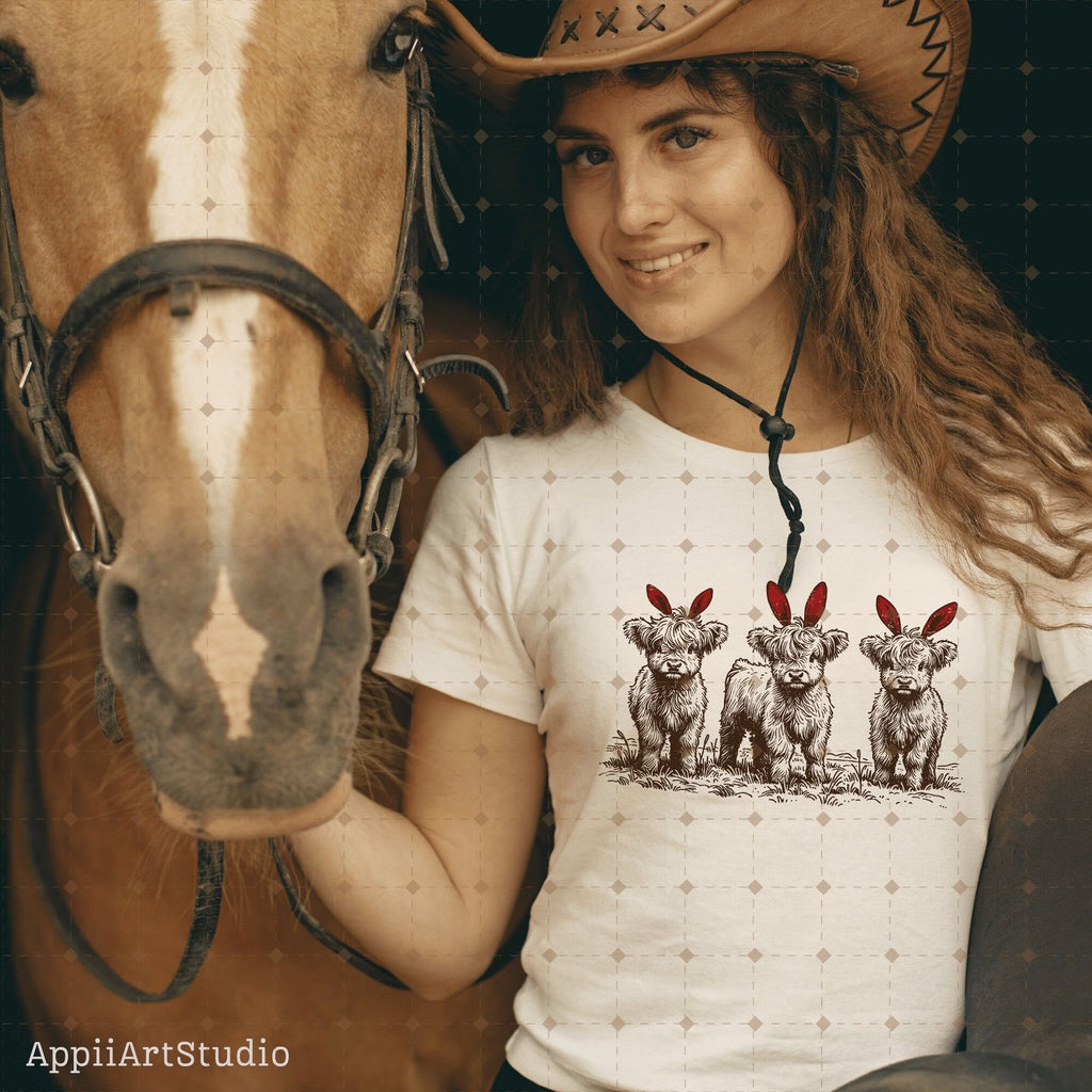 Western Easter highland cow Png, Easter Png, bunny ears png, Western Sublimation Png, Western Shirt Png, Easter Bunny Png, Easter cow Png