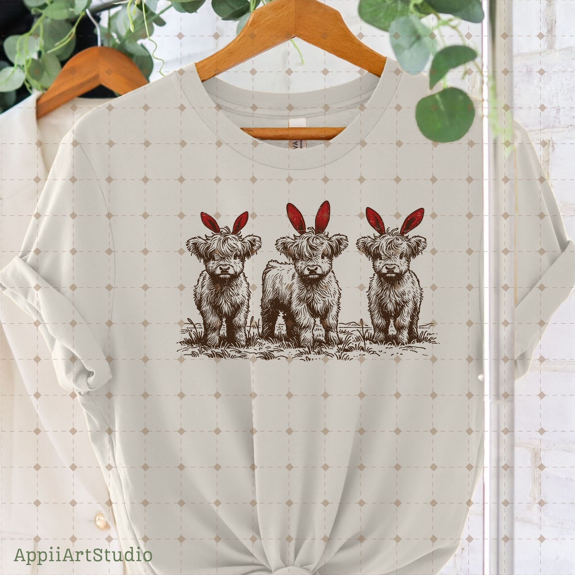 Western Easter highland cow Png, Easter Png, bunny ears png, Western Sublimation Png, Western Shirt Png, Easter Bunny Png, Easter cow Png