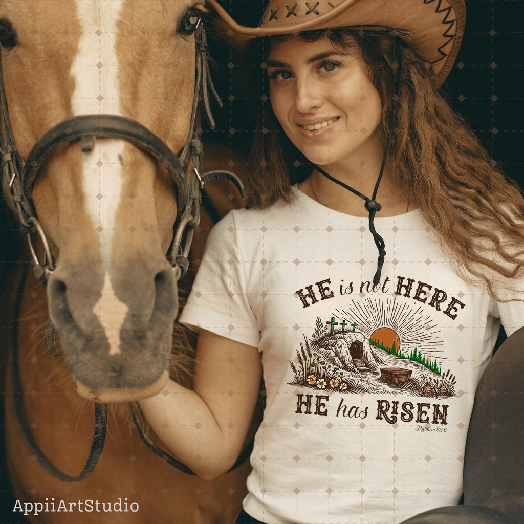 He is Risen png, Matthew 28:6, Risen png, Sublimation Design, Christian Country Png, Western Cowboy Png,Christian Png,Easter bible verse png