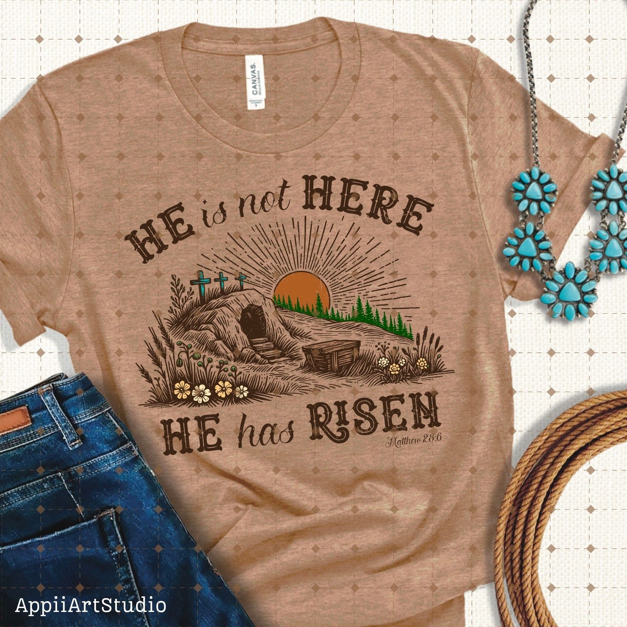 He is Risen png, Matthew 28:6, Risen png, Sublimation Design, Christian Country Png, Western Cowboy Png,Christian Png,Easter bible verse png