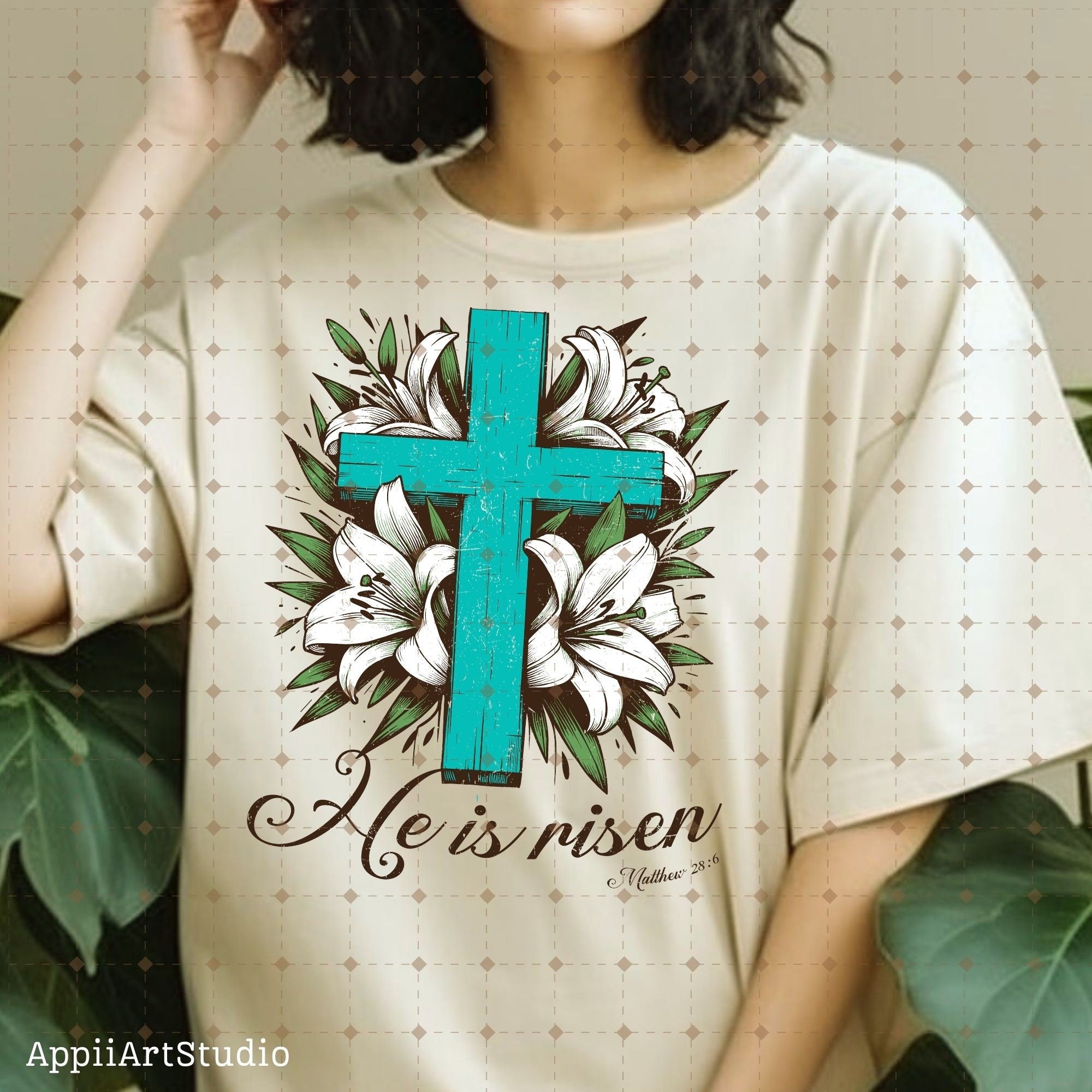 He is Risen png, Matthew 28:6, Turquoise Cross png, Sublimation Design, Christian Country Png,Western Religious Png,Christian Png,Easter png