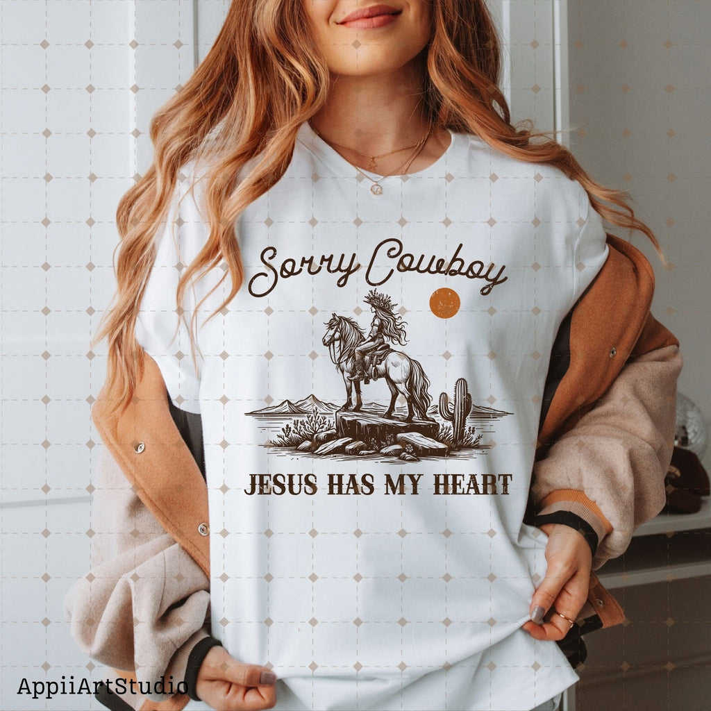 Sorry Cowboy Jesus Has My Heart Religious Cowgirl Heart, Western PNG Sublimations, Designs Downloads, PNG Clipart, Sublimation Download