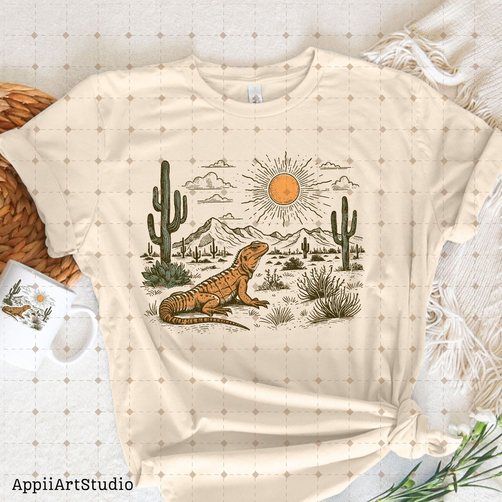 Western Desert Lizard Cactus, PNG Sublimations, Western Sublimations, Cowboy png, Designs Downloads, Shirt Design, Sublimation Download