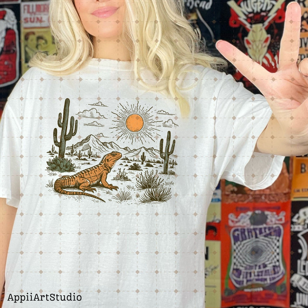 Western Desert Lizard Cactus, PNG Sublimations, Western Sublimations, Cowboy png, Designs Downloads, Shirt Design, Sublimation Download