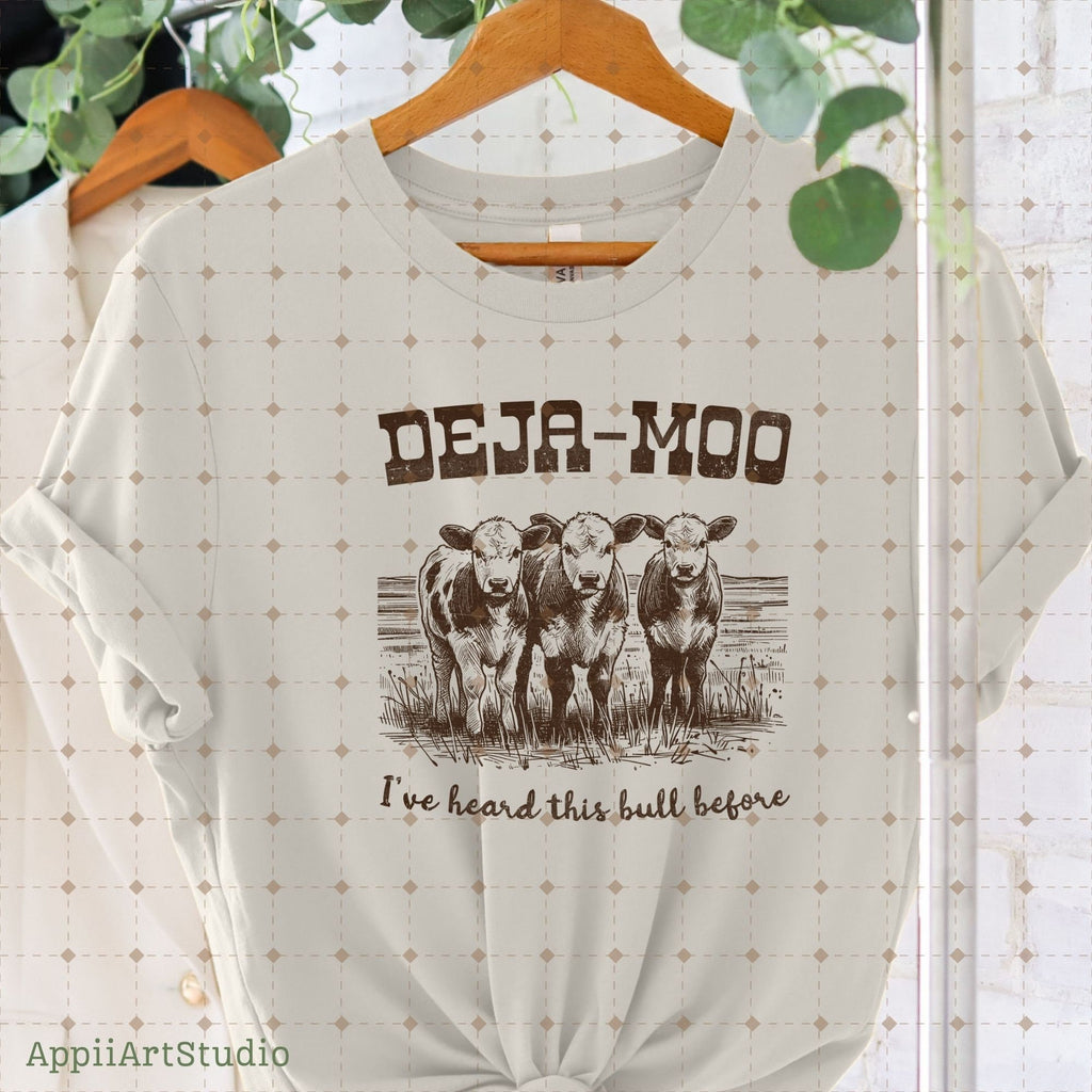 Deja Moo Heard This Bull Before, Western Cow, Western Shirt Design PNG, Western PNG, Vintage Style PNG, Western Design, Desert Western Png