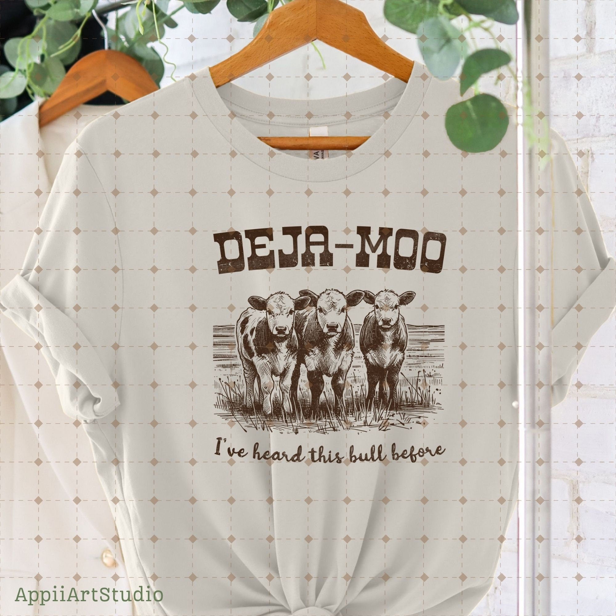 Deja Moo Heard This Bull Before, Western Cow, Western Shirt Design PNG, Western PNG, Vintage Style PNG, Western Design, Desert Western Png