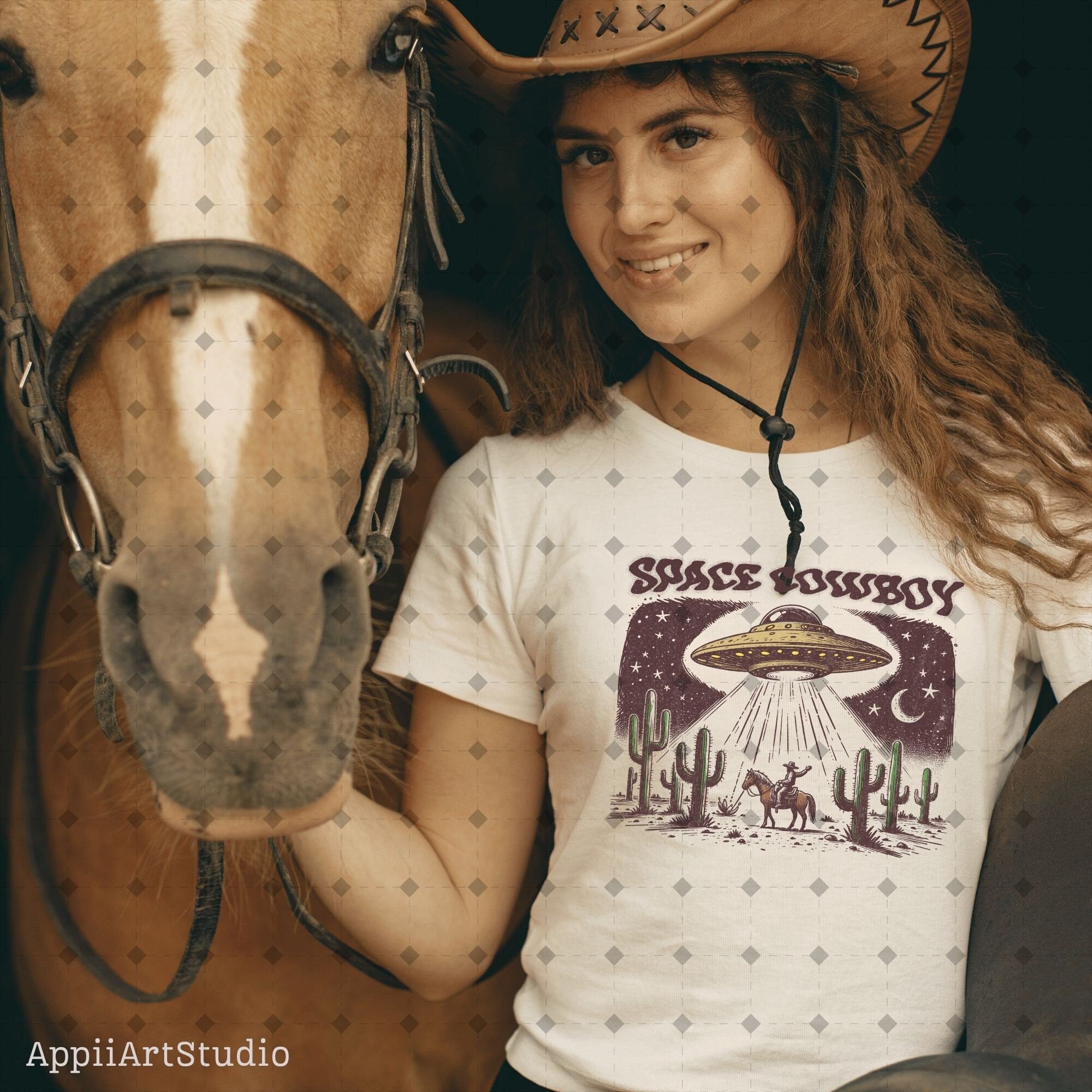 Space Cosmic Rodeo Cowboy, Bronco Cowboy Rodeo | Western PNG Sublimations, Designs Downloads, Sublimation Download, hand drawn png