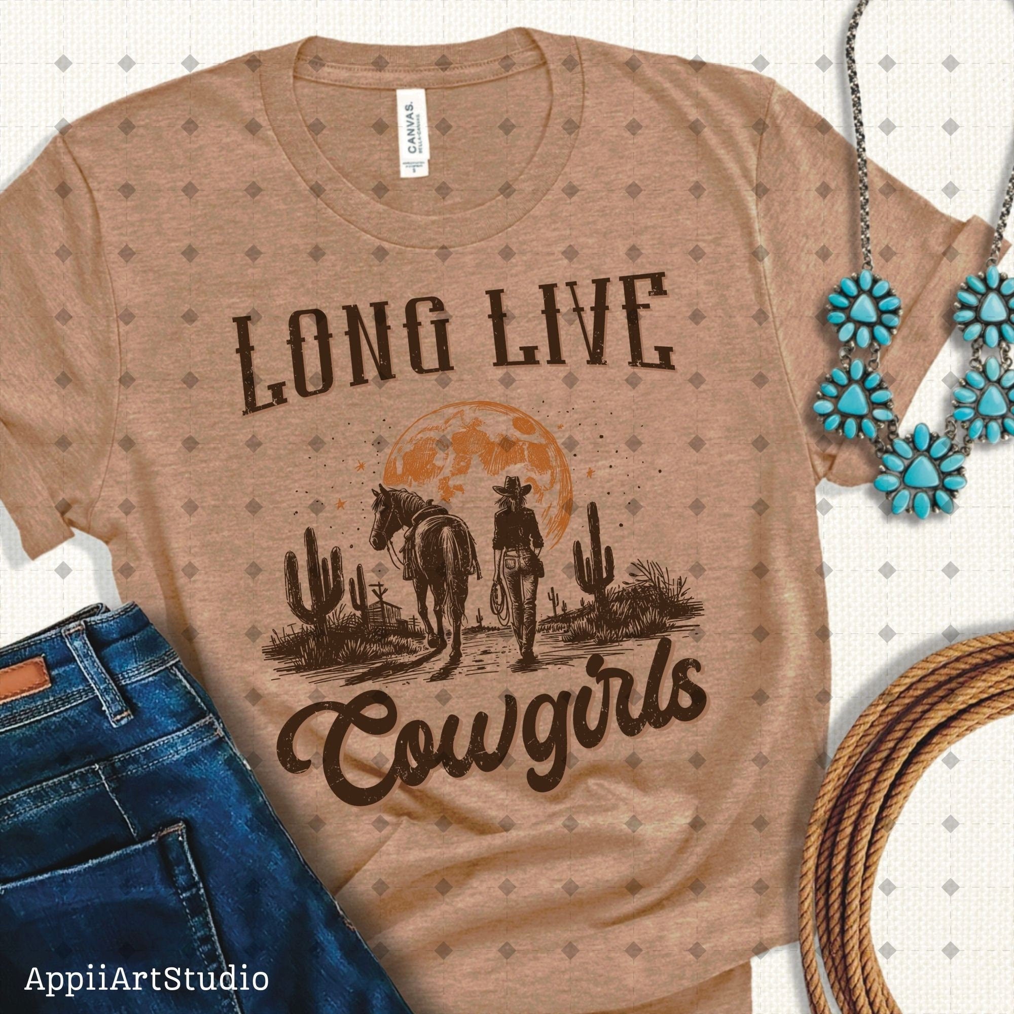 Long Live Cowgirls - Retro Sublimations, Western Sublimations, Designs Downloads, PNG Clipart, Shirt Design, Sublimation digital Download
