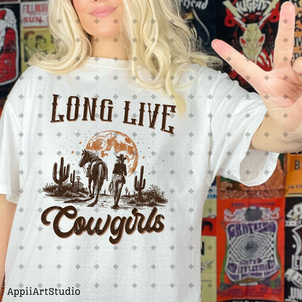 Long Live Cowgirls - Retro Sublimations, Western Sublimations, Designs Downloads, PNG Clipart, Shirt Design, Sublimation digital Download
