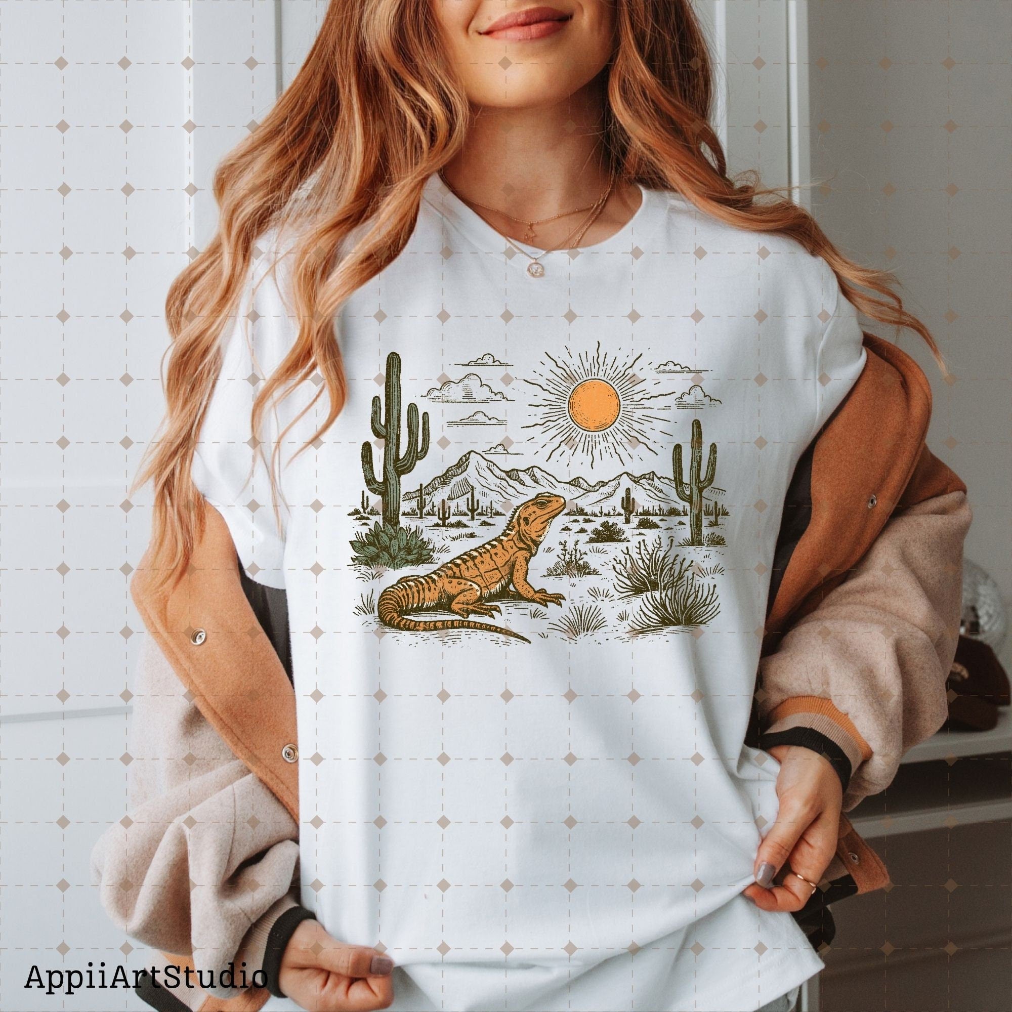 Western Desert Lizard Cactus, PNG Sublimations, Western Sublimations, Cowboy png, Designs Downloads, Shirt Design, Sublimation Download