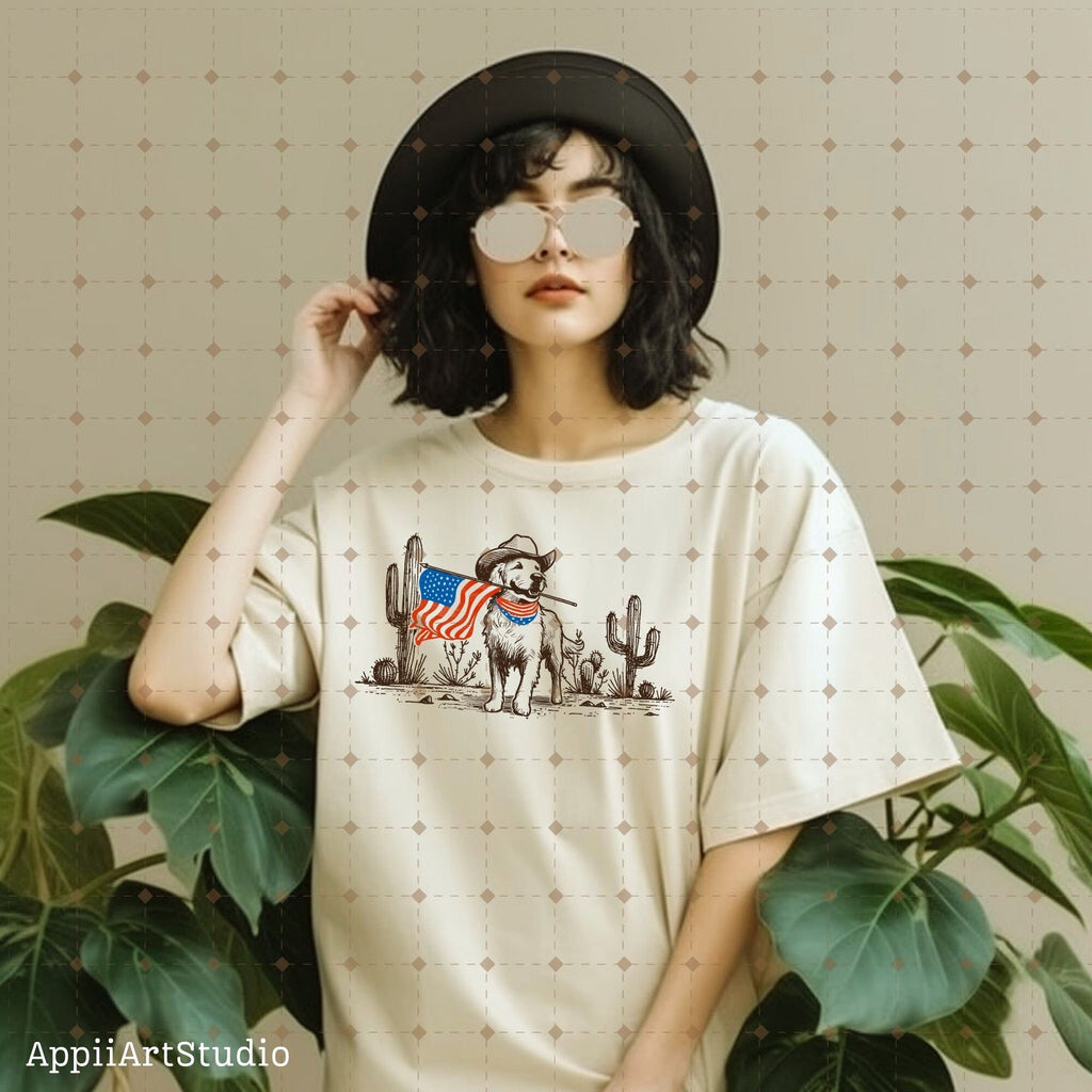 American Pride Pooch - Patriotic PNG for Memorial & Independence Day, Western Sublimations, Cowboy png, Designs Downloads, Shirt Design