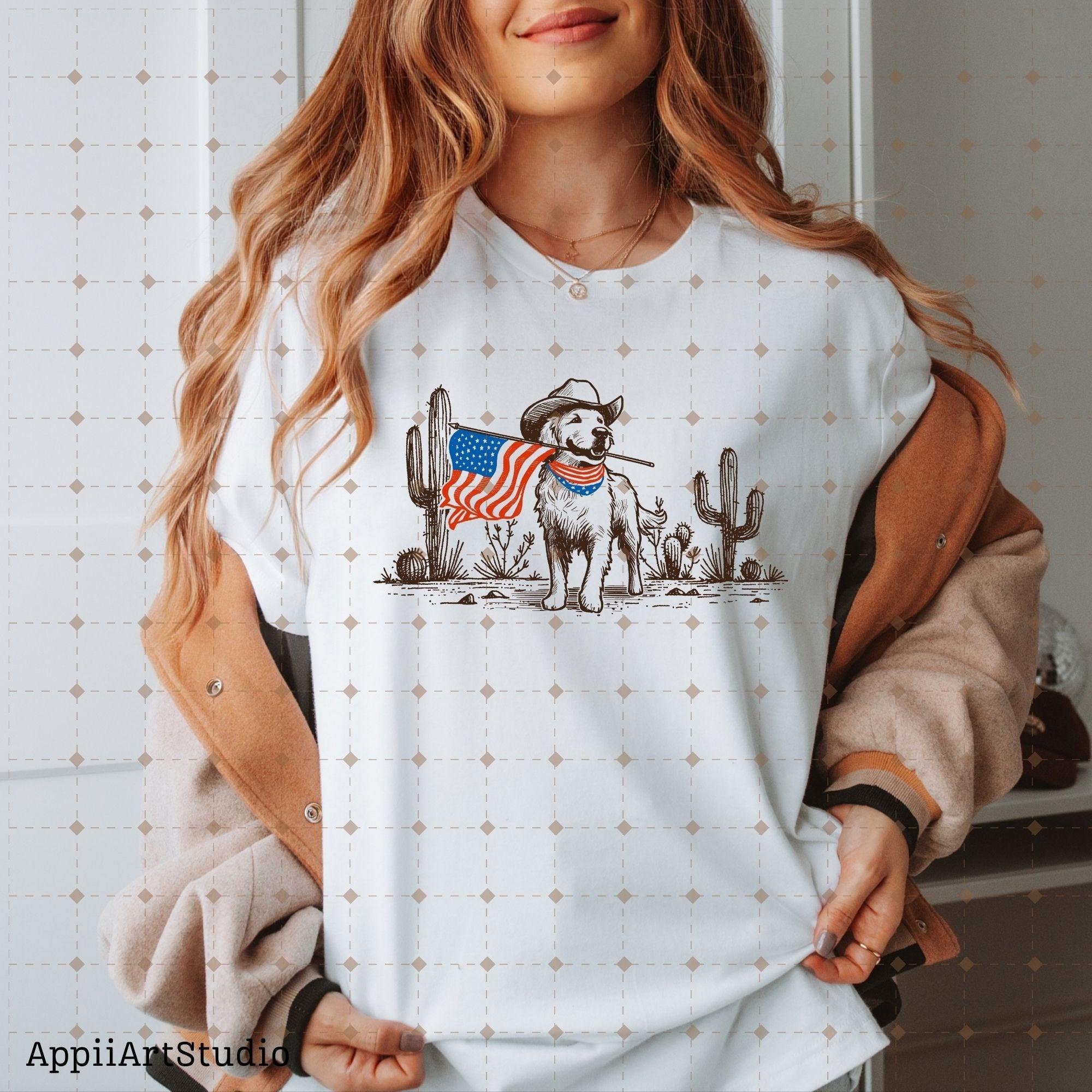 American Pride Pooch - Patriotic PNG for Memorial & Independence Day, Western Sublimations, Cowboy png, Designs Downloads, Shirt Design