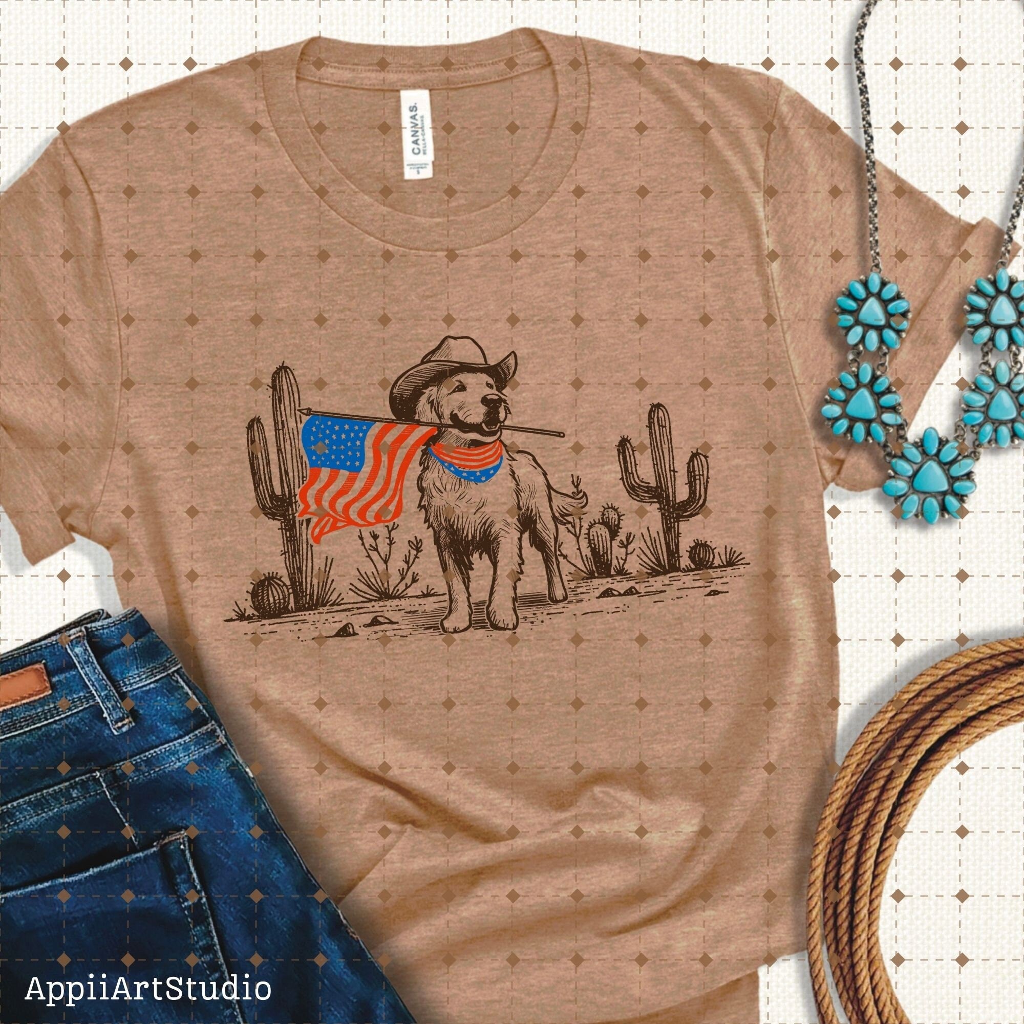 American Pride Pooch - Patriotic PNG for Memorial & Independence Day, Western Sublimations, Cowboy png, Designs Downloads, Shirt Design