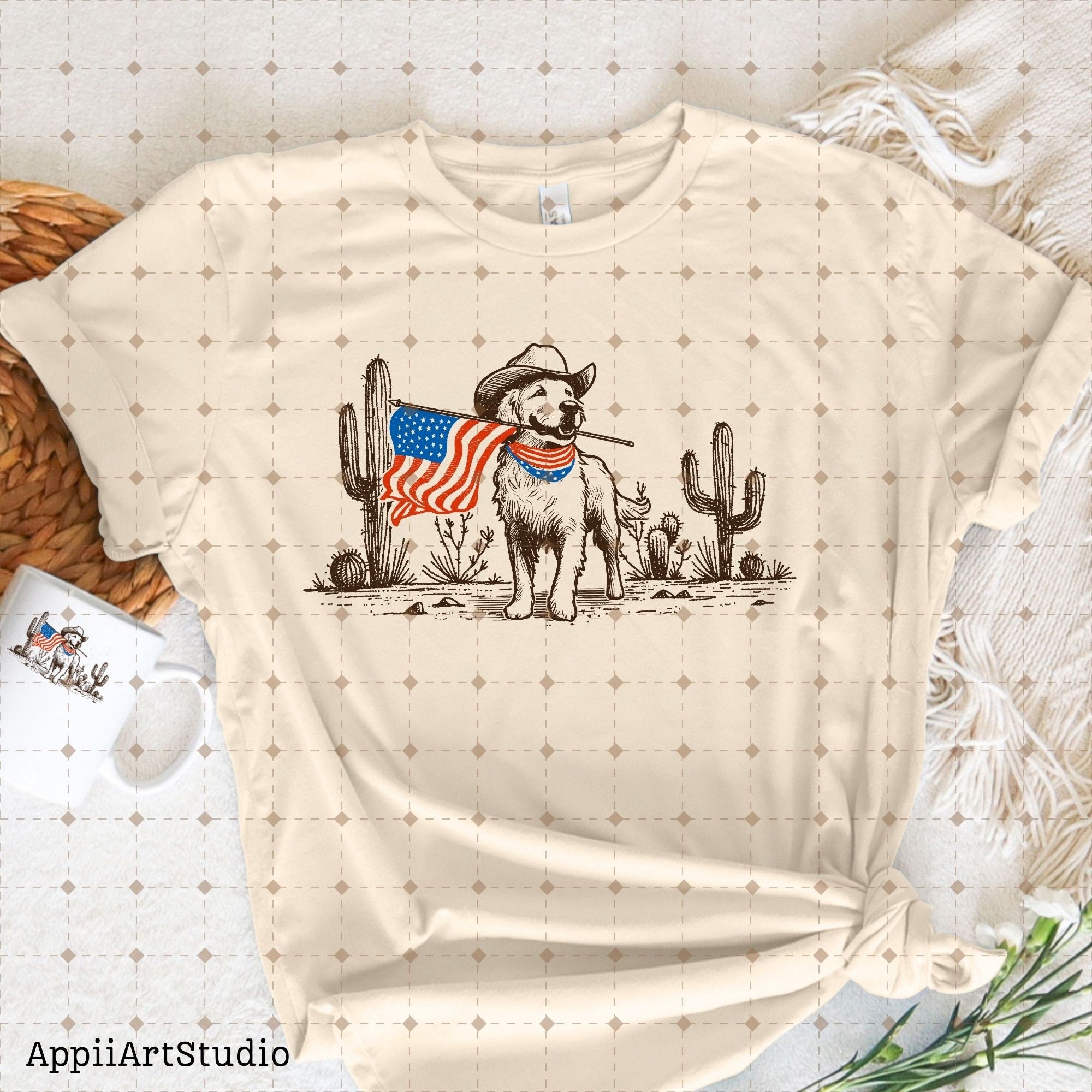 American Pride Pooch - Patriotic PNG for Memorial & Independence Day, Western Sublimations, Cowboy png, Designs Downloads, Shirt Design