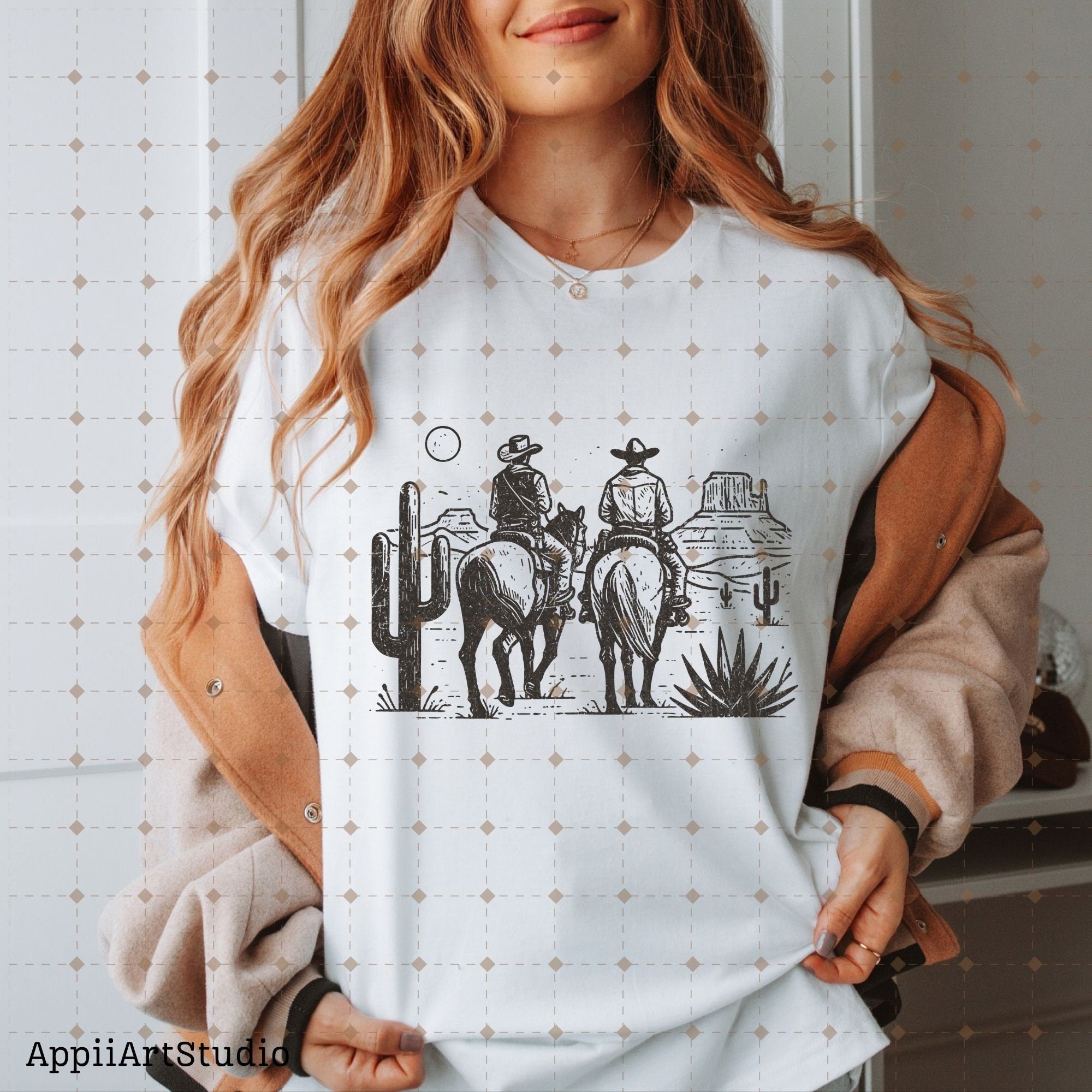 Western Cowboys PNG, Western Dust Cactus, Transparent Country Cowboys, Sublimation Design Download, Rodeo Cowboy, Wild West PNG