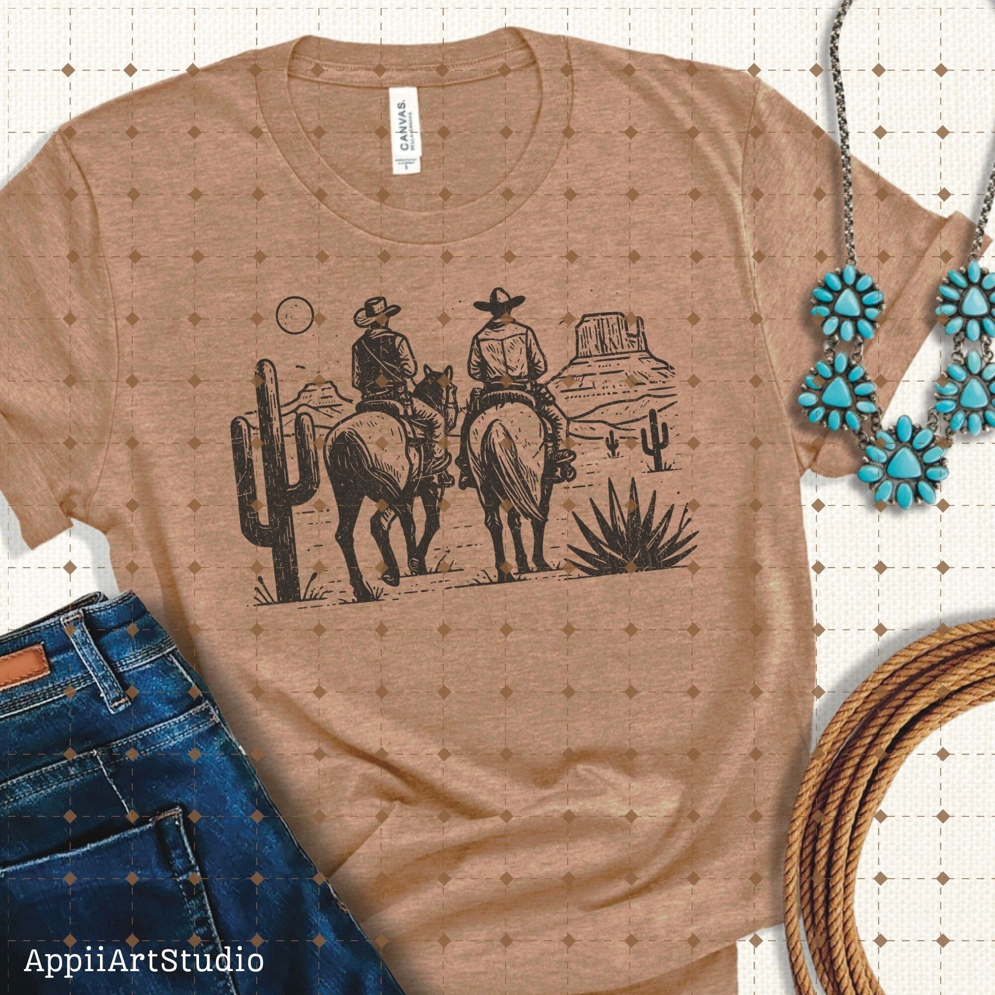 Western Cowboys PNG, Western Dust Cactus, Transparent Country Cowboys, Sublimation Design Download, Rodeo Cowboy, Wild West PNG