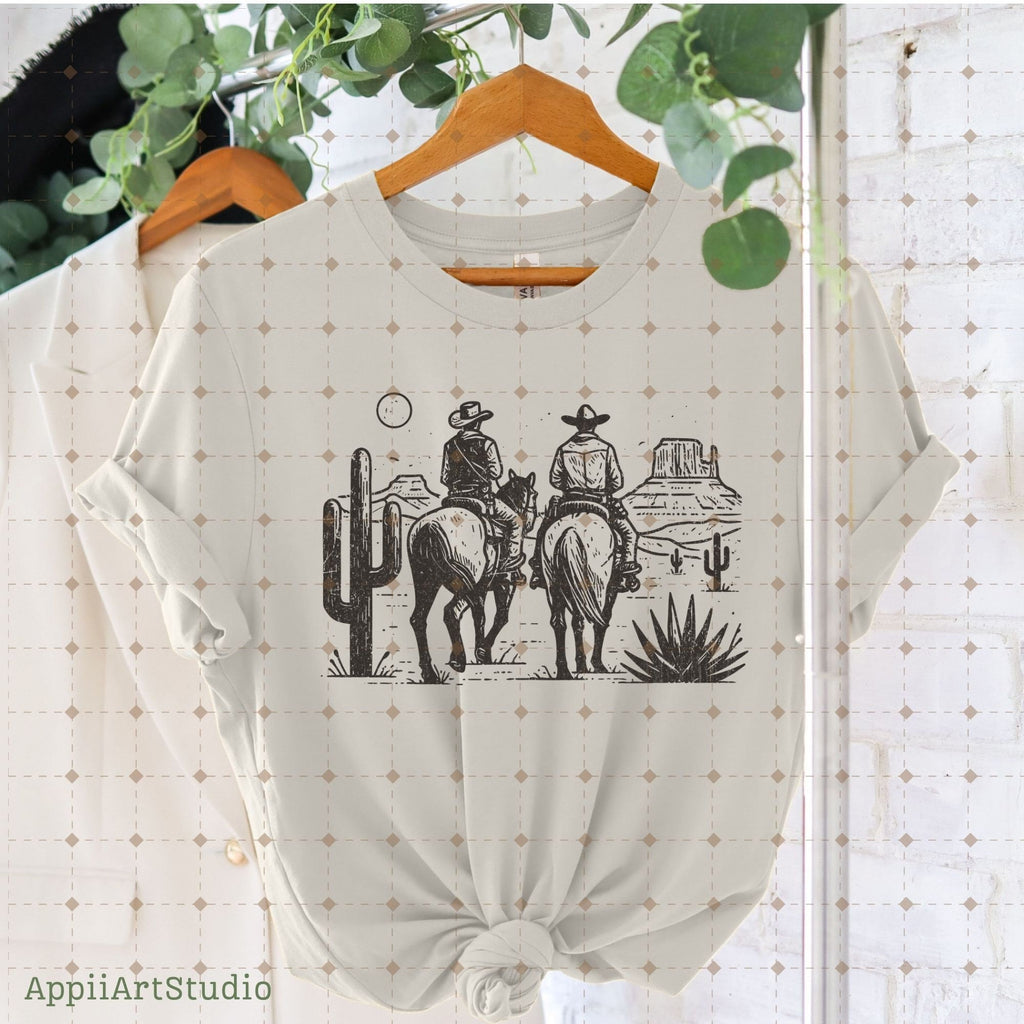 Western Cowboys PNG, Western Dust Cactus, Transparent Country Cowboys, Sublimation Design Download, Rodeo Cowboy, Wild West PNG