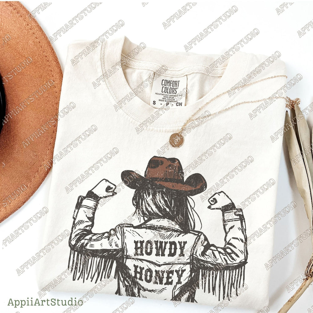 Western Cowgirl Howdy Honey Png, Rustic Cowgirl png, Vintage Fringe Jacket PNG, Western PNG, Vintage Style PNG, Southern Western Design Png