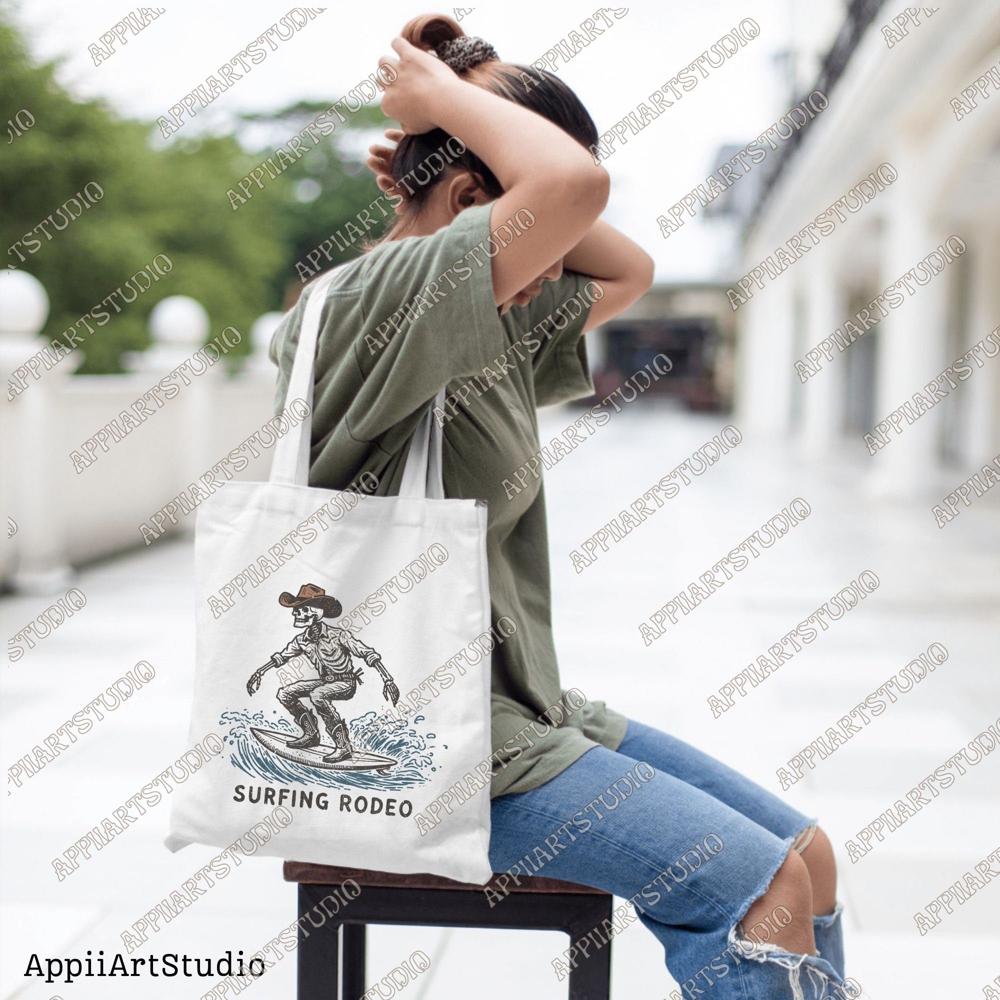 Surfing Rodeopng, Cowboy Skeleton on Surfboard Png, Western Cowboy Skull Design PNG, Western PNG, Vintage Style PNG, Summer Western Png