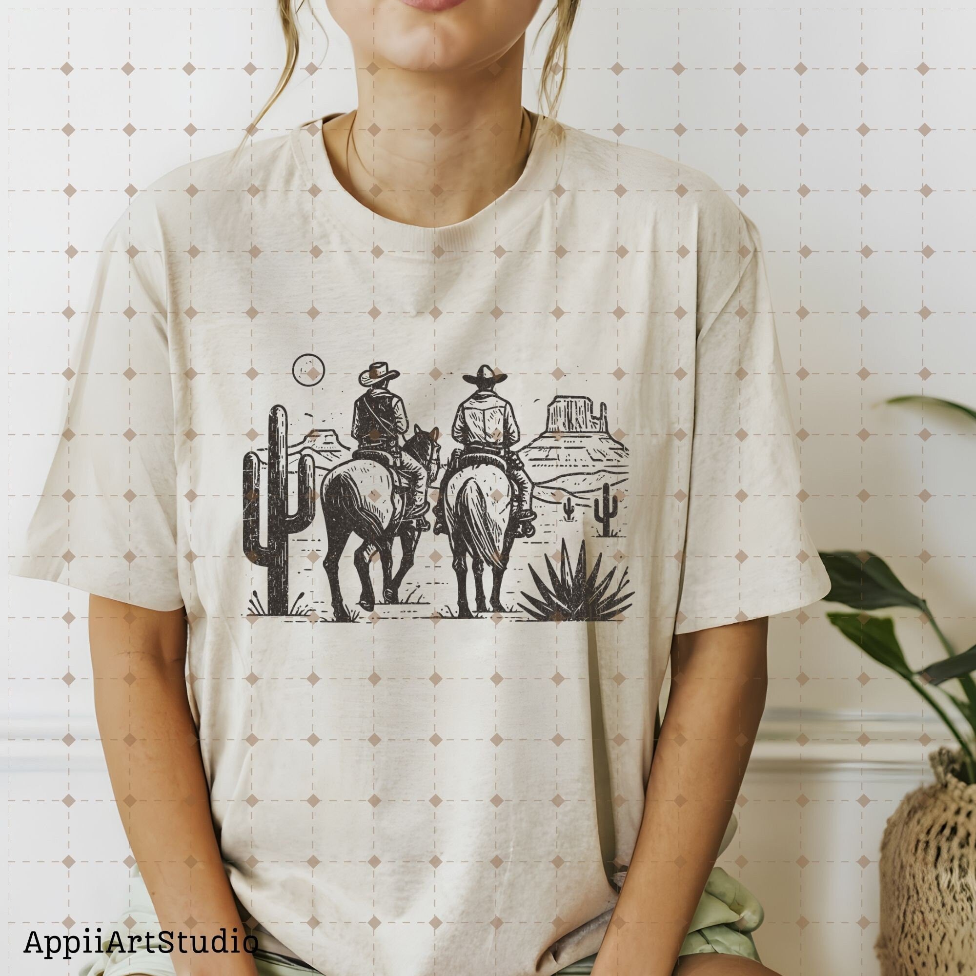 Western Cowboys PNG, Western Dust Cactus, Transparent Country Cowboys, Sublimation Design Download, Rodeo Cowboy, Wild West PNG
