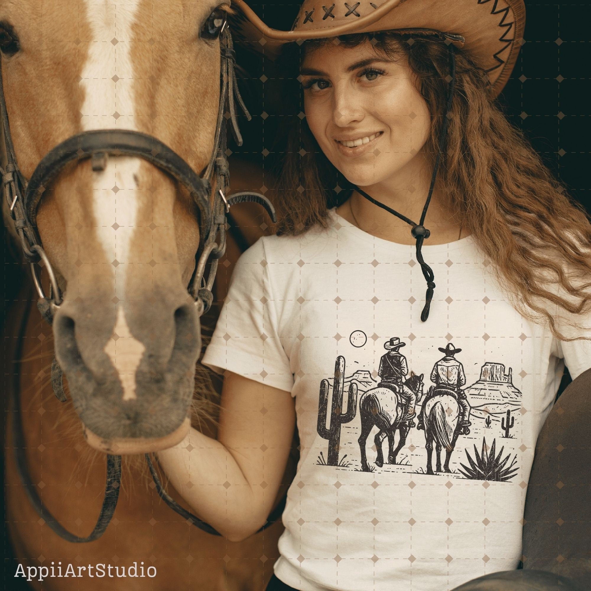 Western Cowboys PNG, Western Dust Cactus, Transparent Country Cowboys, Sublimation Design Download, Rodeo Cowboy, Wild West PNG