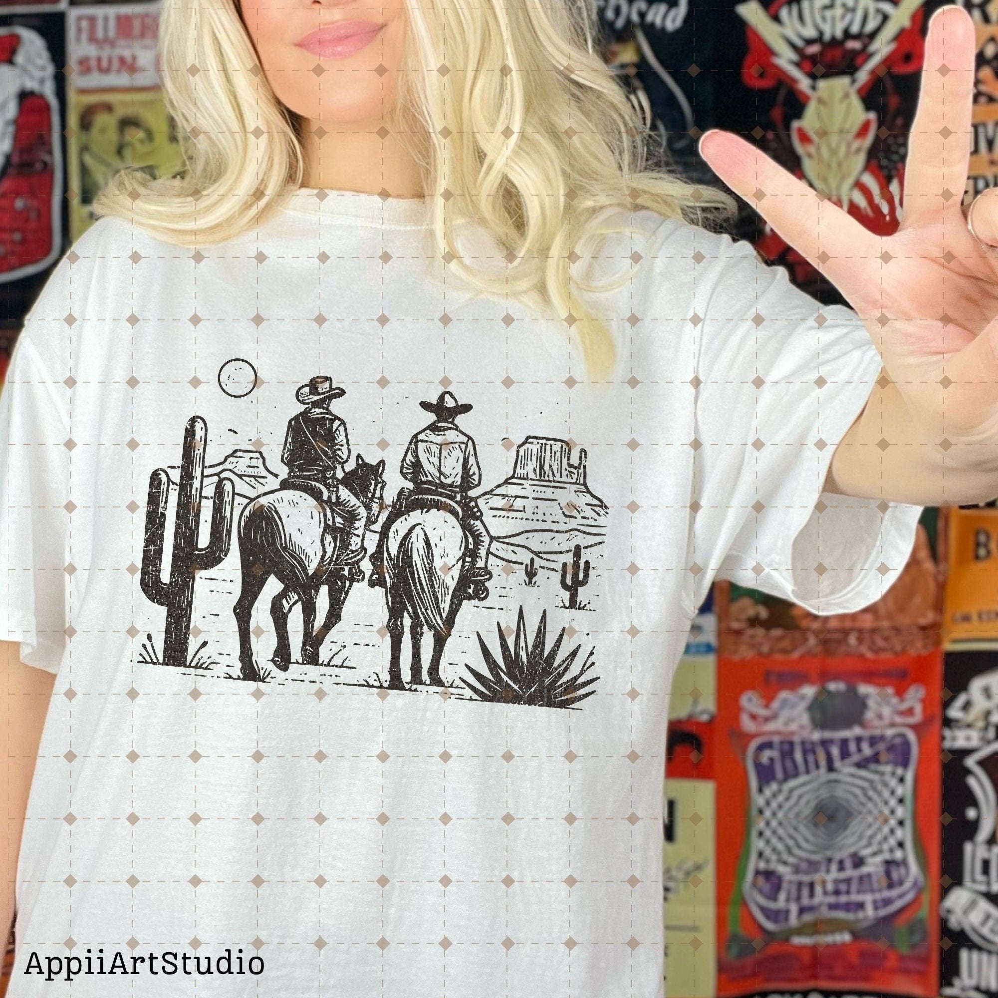 Western Cowboys PNG, Western Dust Cactus, Transparent Country Cowboys, Sublimation Design Download, Rodeo Cowboy, Wild West PNG