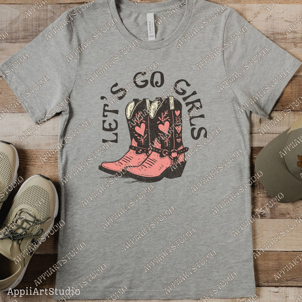 Let's Go Girls Cowboy Boots Country Girl Transparent PNG Digital Download Western PNG, Vintage Style PNG, Western Design, Retro Western png